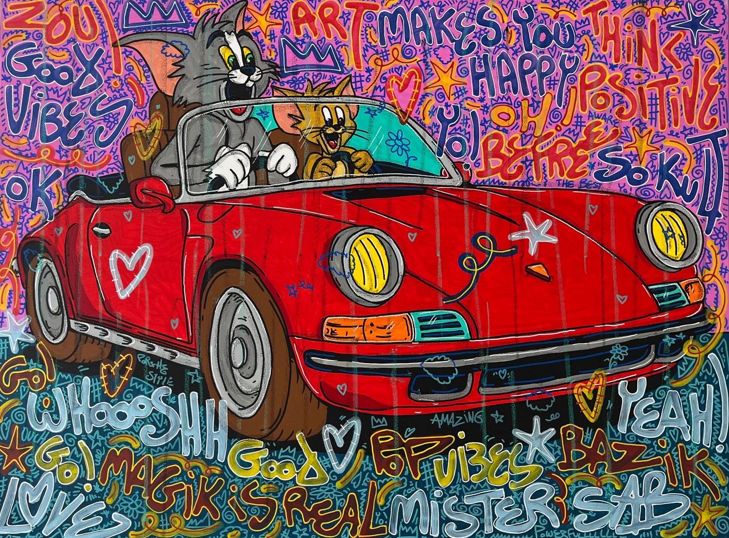 Tableau de RICO SAB a pour titre Makes You Happy style street pop art, street art dim : RICO SABprix:1350
