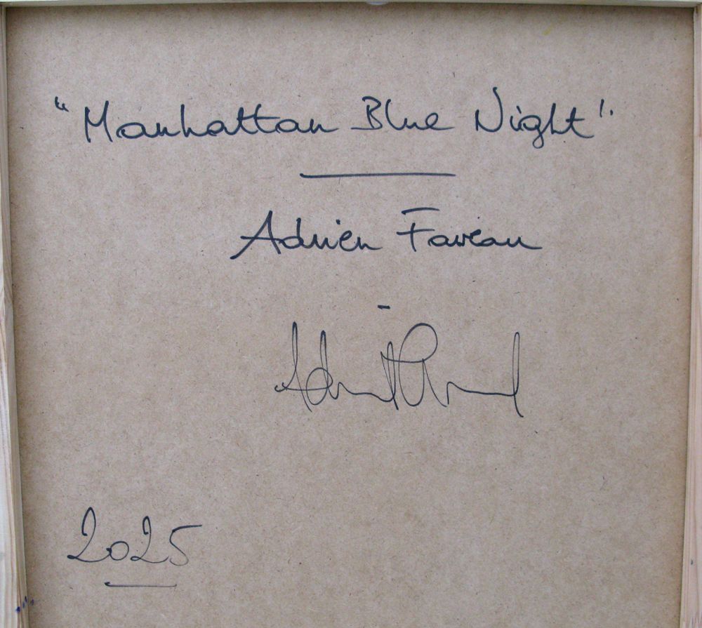 Tableau de ADRIEN FAVEAU a pour titre Manhattan Blue night style figuratif, graphique dim : ADRIEN FAVEAUprix:2500