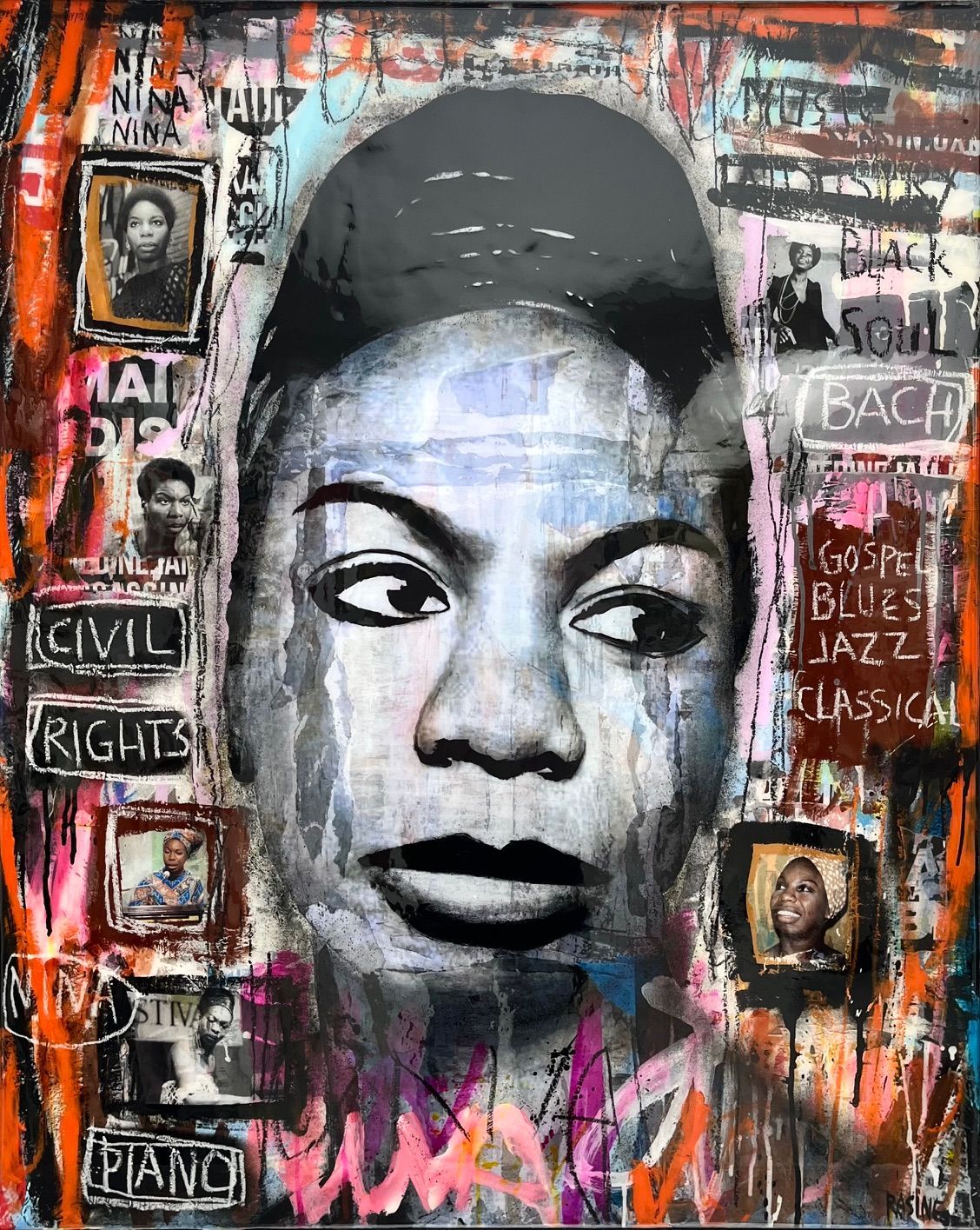 Tableau de THIERRY RASINE a pour titre Nina style street pop art dim : THIERRY RASINEprix:1400