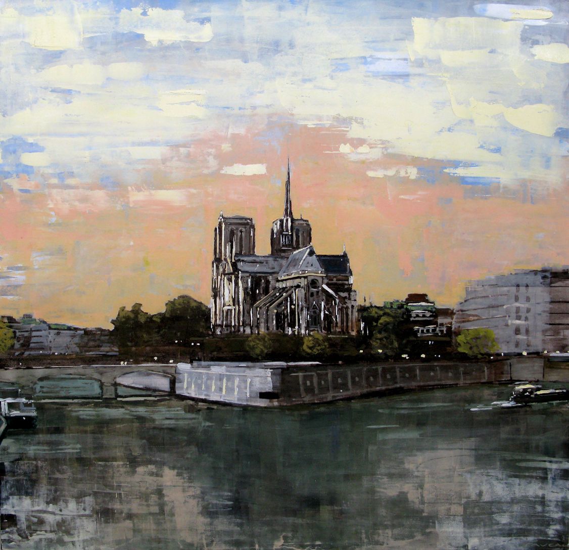 Tableau de ADRIEN FAVEAU a pour titre Notre dame de paris style figuratif, graphique dim : ADRIEN FAVEAUprix:3200