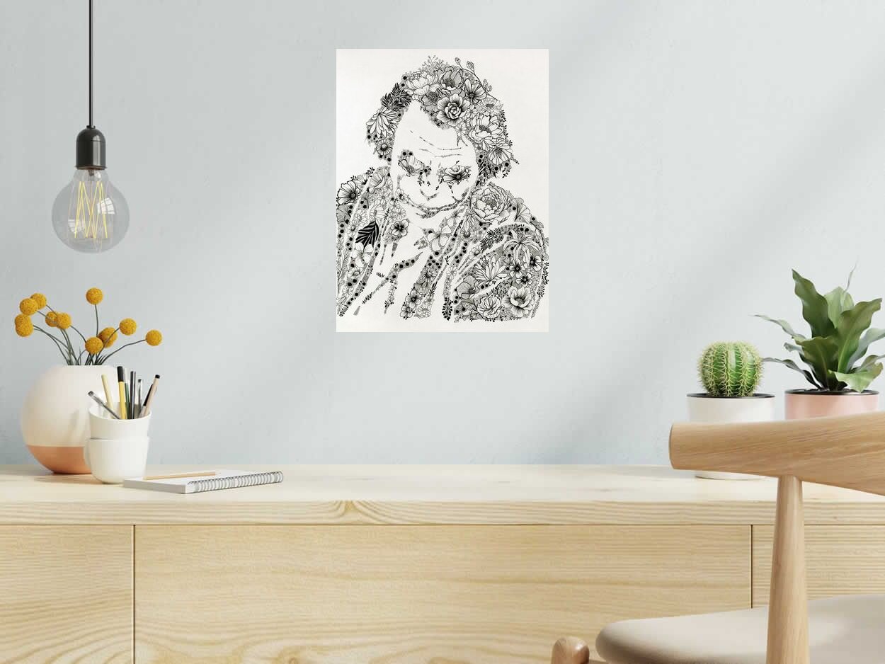 Editions d'art de CAMILLE POLI a pour titre FLOWER JOKER II style figuratif, graphique dim : CAMILLE POLIprix:90