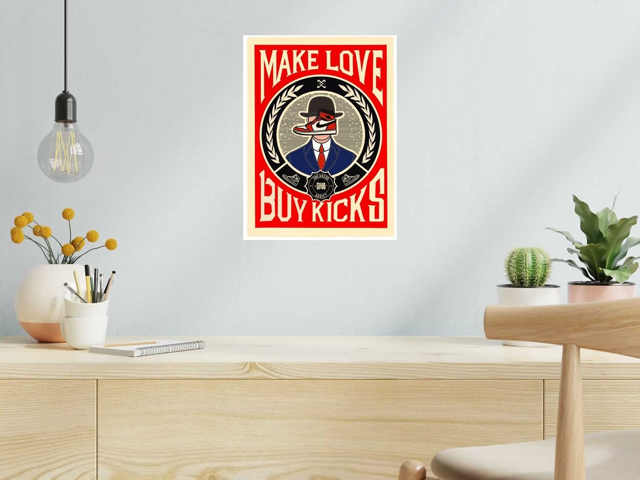 Editions d'art de SHUZ a pour titre Make Love Buy Kicks style figuratif dim : SHUZprix:40