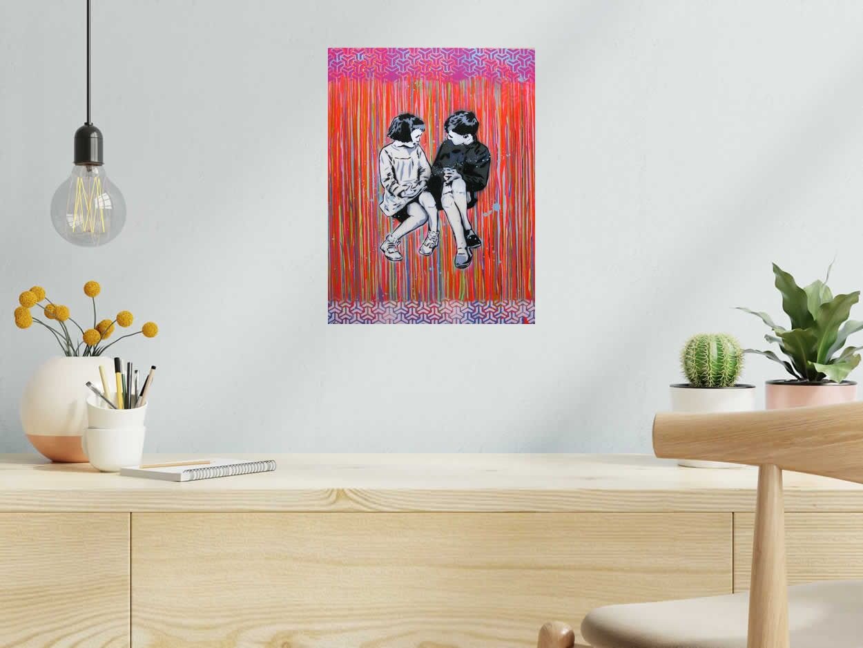 Editions d'art de SARA CHELOU a pour titre CHILDREN style street art dim : SARA CHELOUprix:70