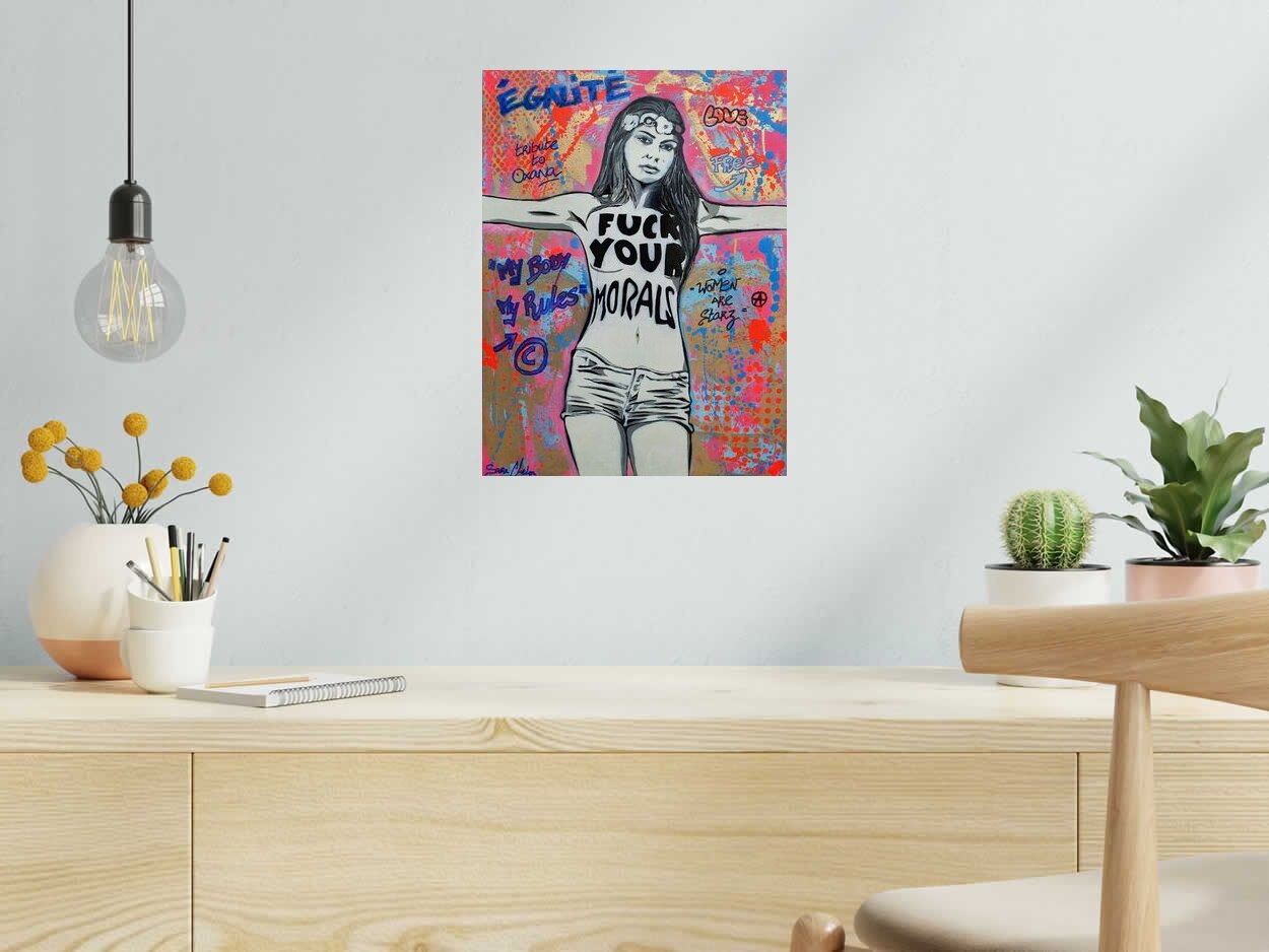 Editions d'art de SARA CHELOU a pour titre OKSANA SHACHKO style street pop art, street art dim : SARA CHELOUprix:70
