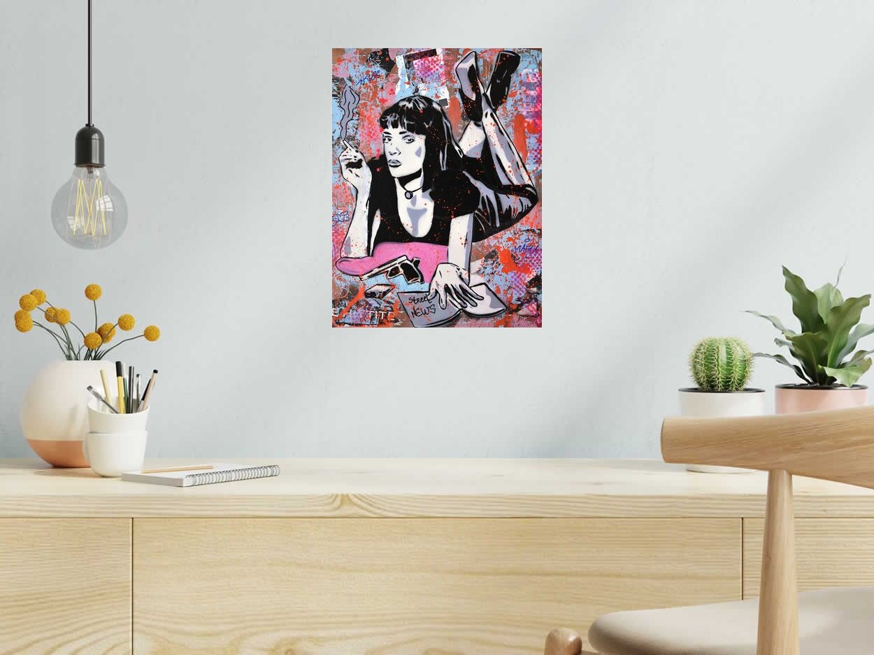Editions d'art de SARA CHELOU a pour titre PULP FICTION style street pop art, street art dim : SARA CHELOUprix:70