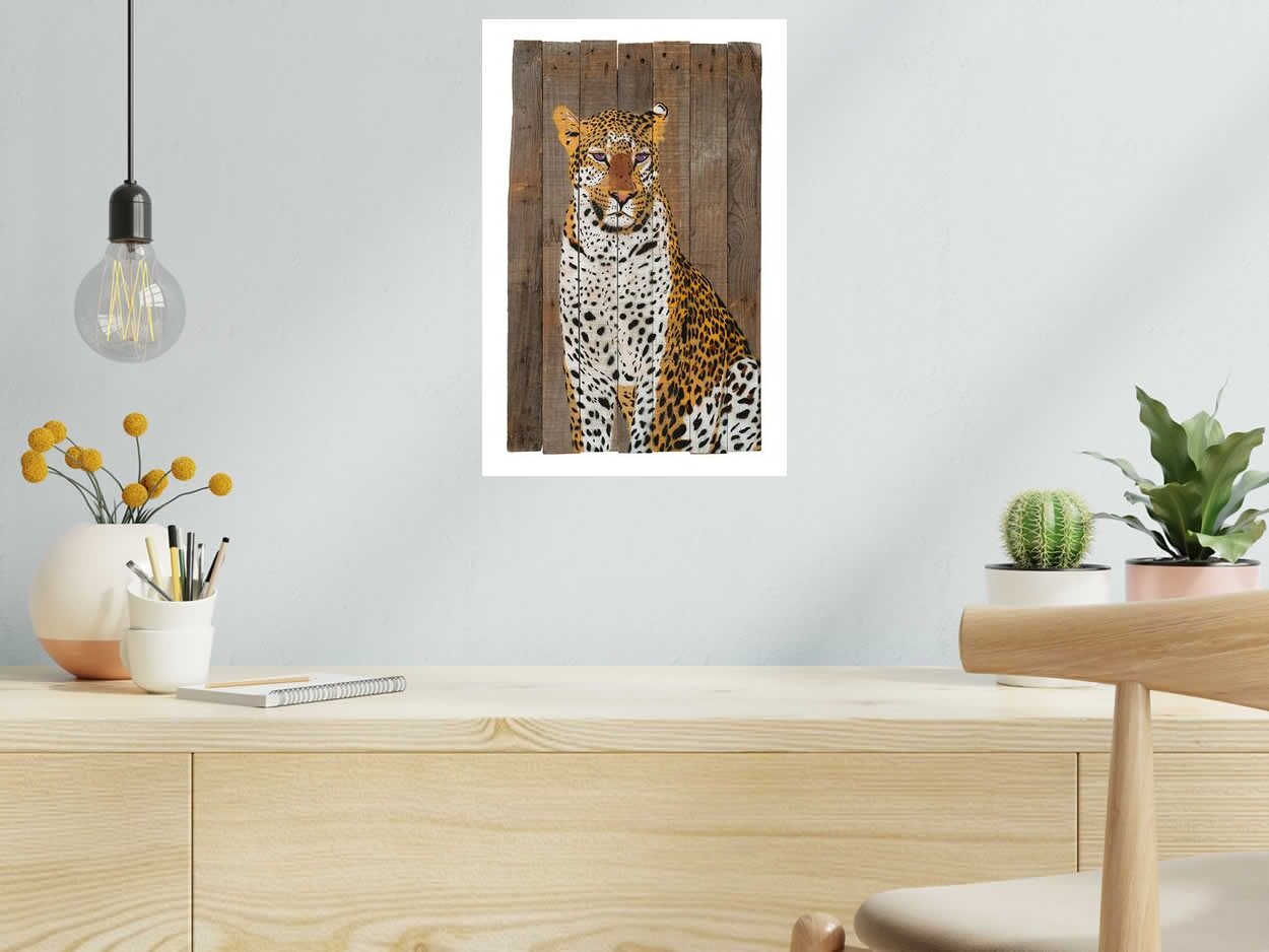 Editions d'art de MOSKO a pour titre LEOPARD ASSIS style street art dim : MOSKOprix:75