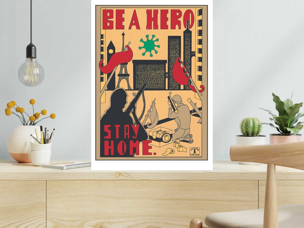 Editions d'art de Mark Temlett a pour titre Be A Hero style graphique dim : Mark Temlettprix:190