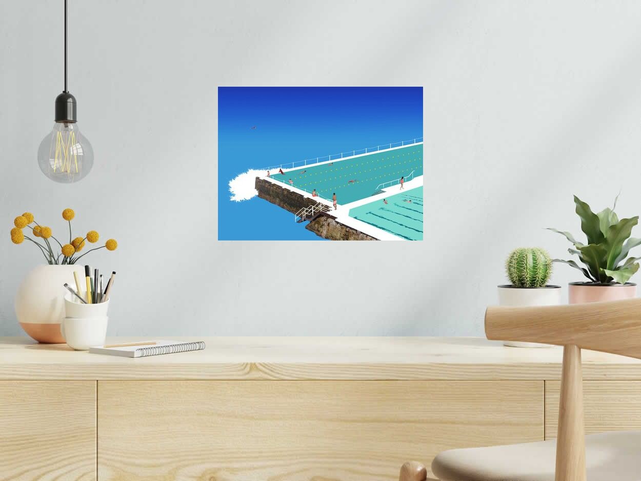 Editions d'art de GILLES INVERNIZZI a pour titre LA PISCINE DE BONDI BEACH style figuratif, graphique dim : GILLES INVERNIZZIprix:70