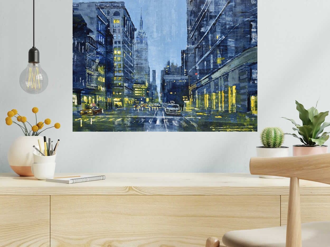 Editions d'art de ADRIEN FAVEAU a pour titre 5TH AVENUE EVENING LIGHTS style figuratif dim : ADRIEN FAVEAUprix:320