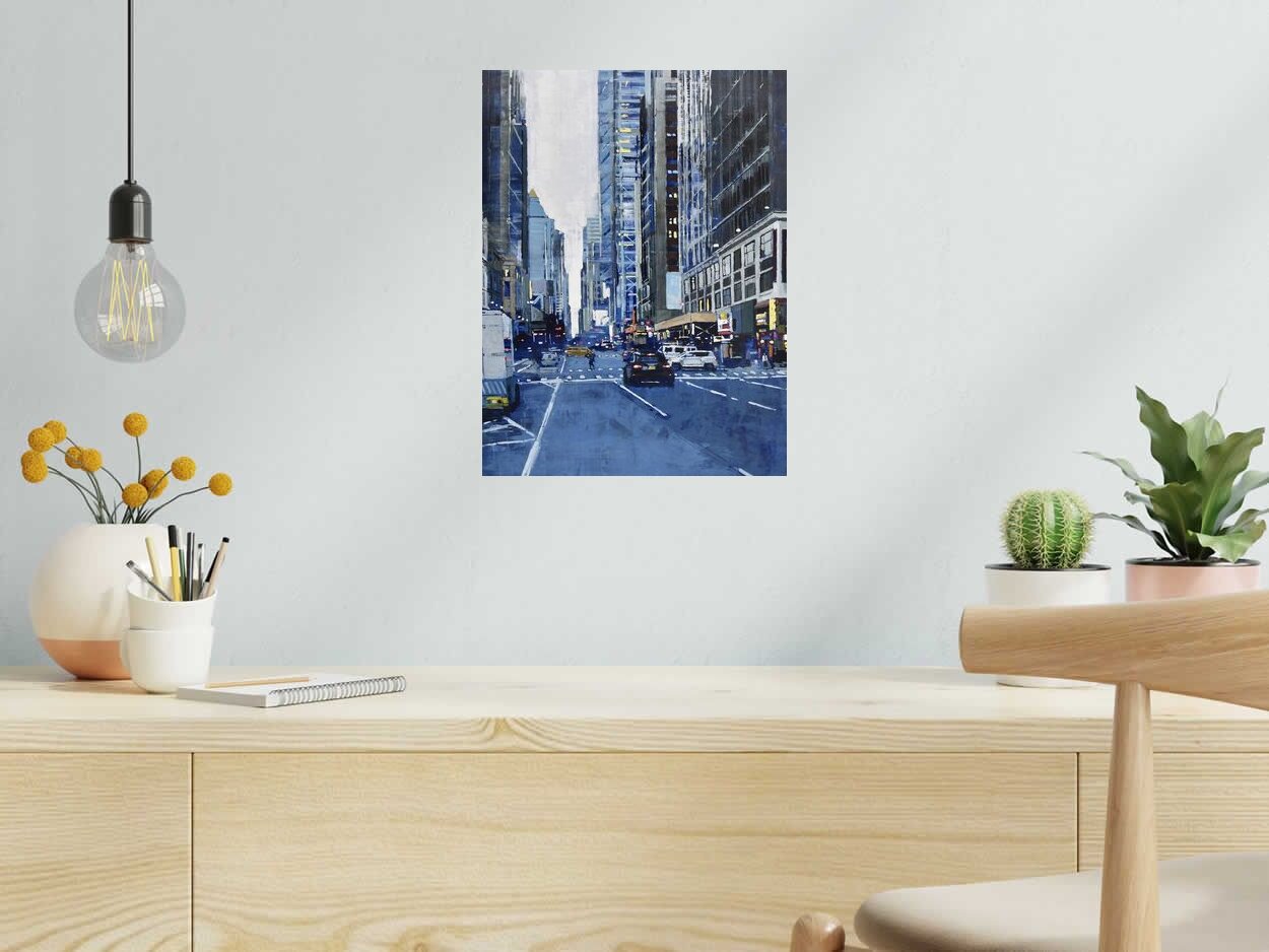 Editions d'art de ADRIEN FAVEAU a pour titre 8TH AVENUE IN BLUE style figuratif dim : ADRIEN FAVEAUprix:70
