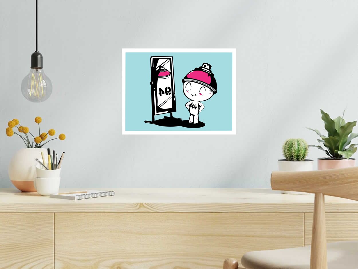 Editions d'art de JUAN SPRAY a pour titre SELF ESTEEM BLUE style street art, graphique dim : JUAN SPRAYprix:70