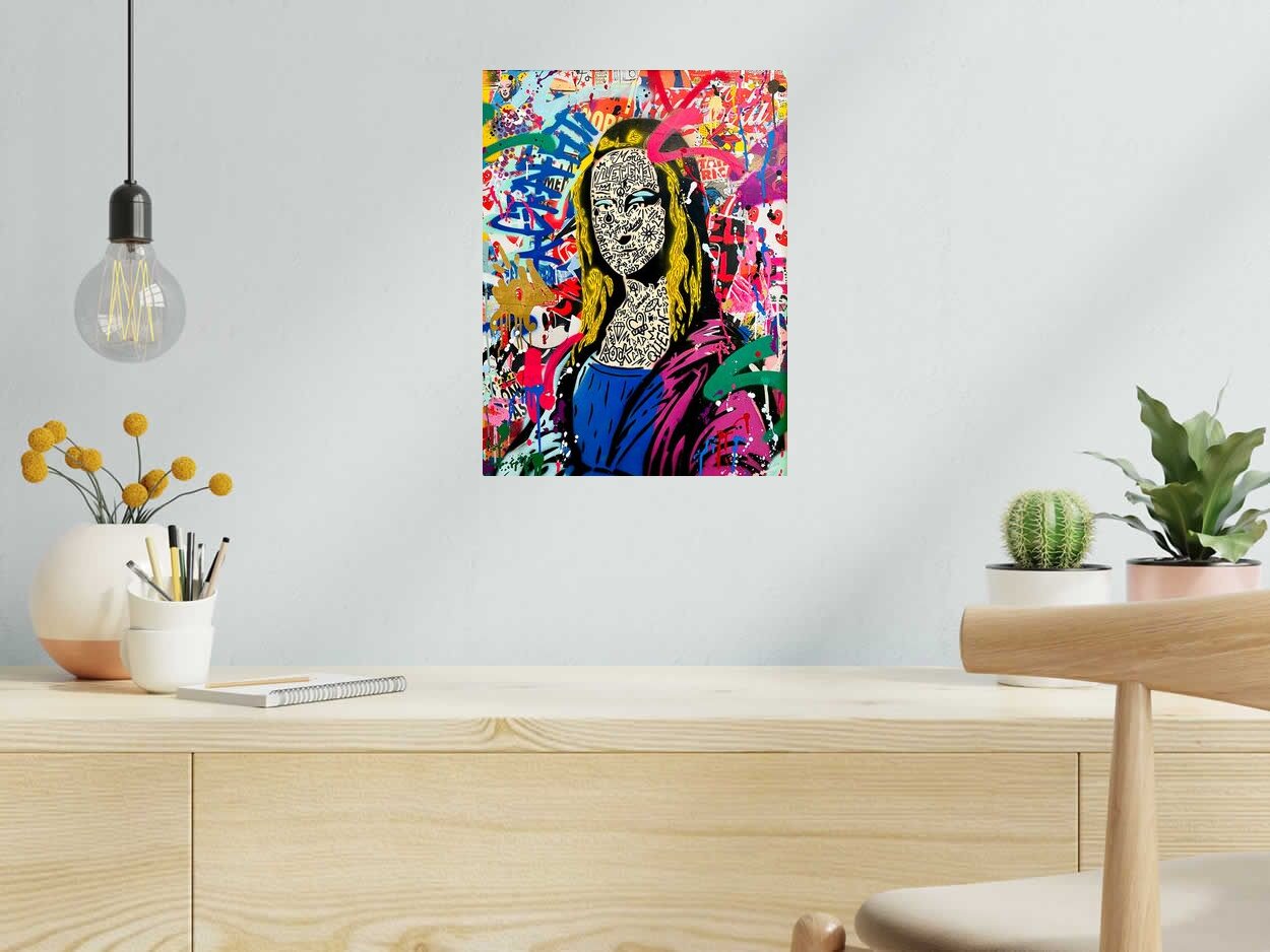 Editions d'art de RS ARTIST a pour titre FUTUR MONA ( JAUNE ) style street pop art dim : RS ARTISTprix:70
