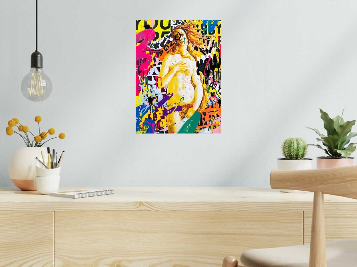 Editions d'art de RS ARTIST a pour titre VENUS (JAUNE) style street pop art, street art dim : RS ARTISTprix:70