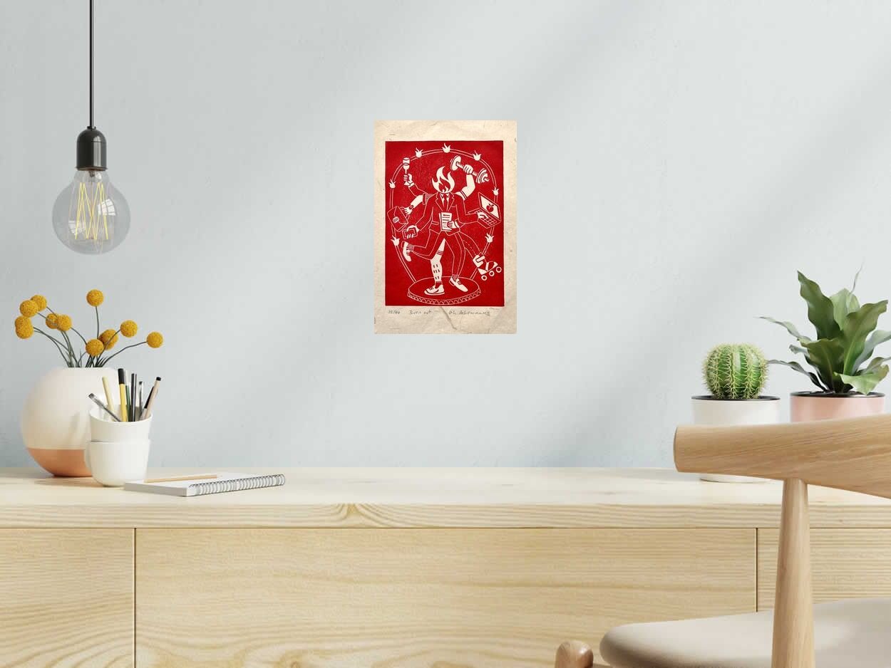 Editions d'art de PHILIPPE ACHERMANN a pour titre BURN OUT style figuratif, graphique dim : PHILIPPE ACHERMANNprix:60
