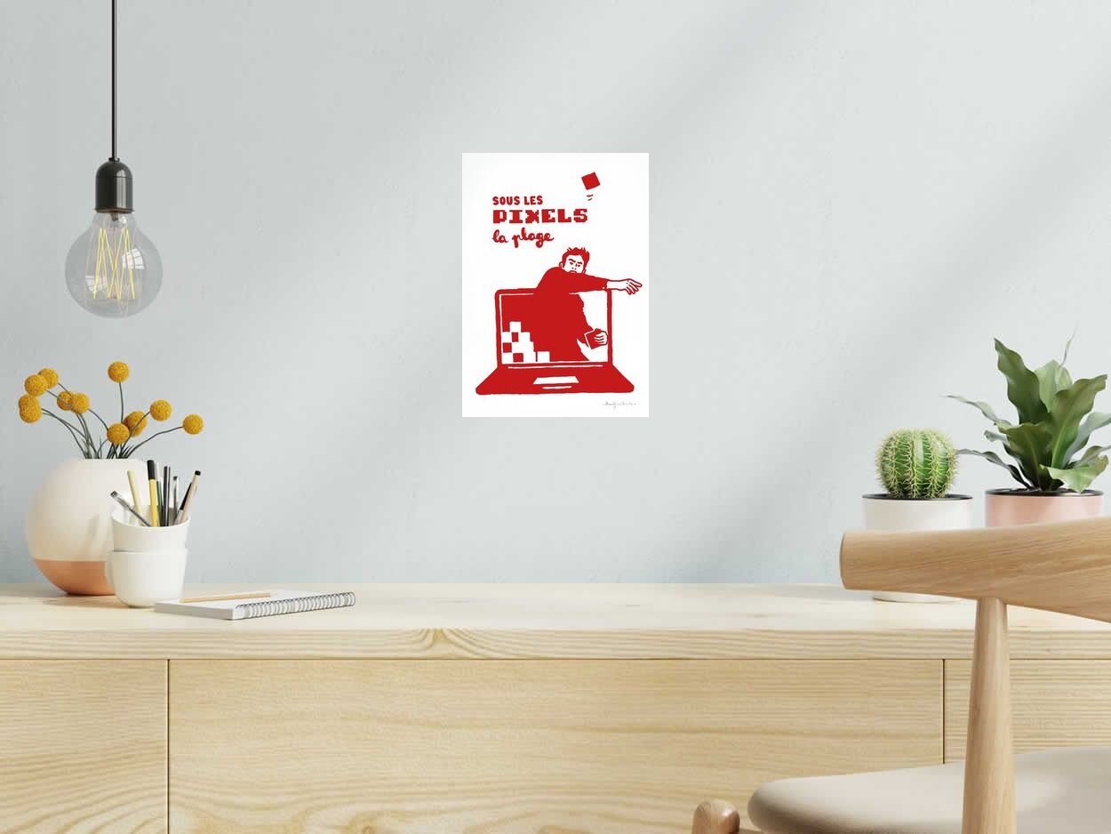 Editions d'art de DUGUDUS a pour titre SOUS LES PIXELS LA PLAGE style graphique dim : DUGUDUSprix:40