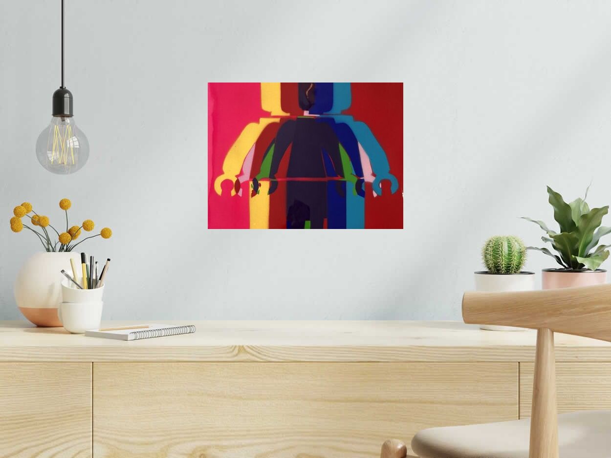 Editions d'art de WAWAPOD a pour titre Lego rose et rouge style street pop art, graphique dim : WAWAPODprix:220