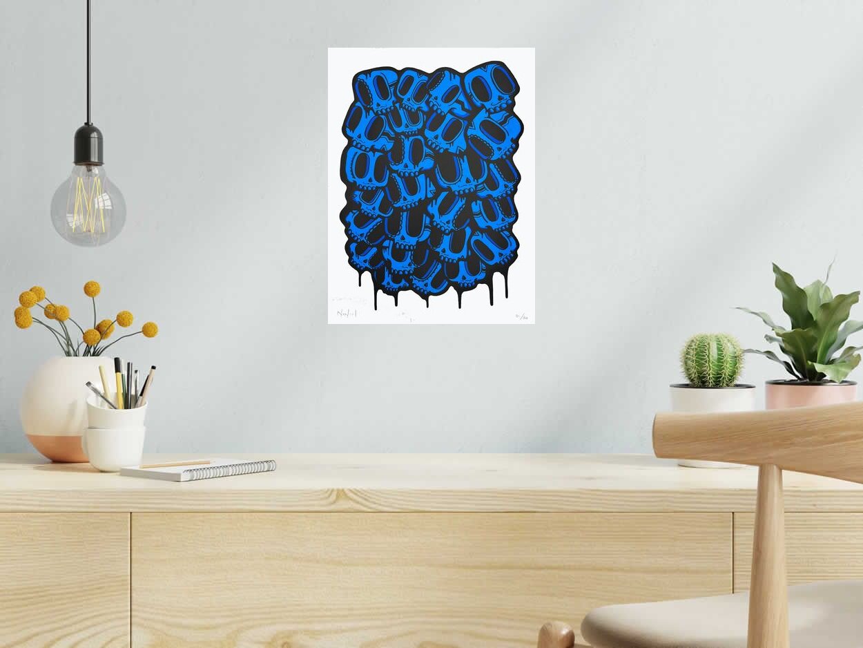 Editions d'art de NININ a pour titre Dia de Muertos bleu style figuratif dim : NININprix:80