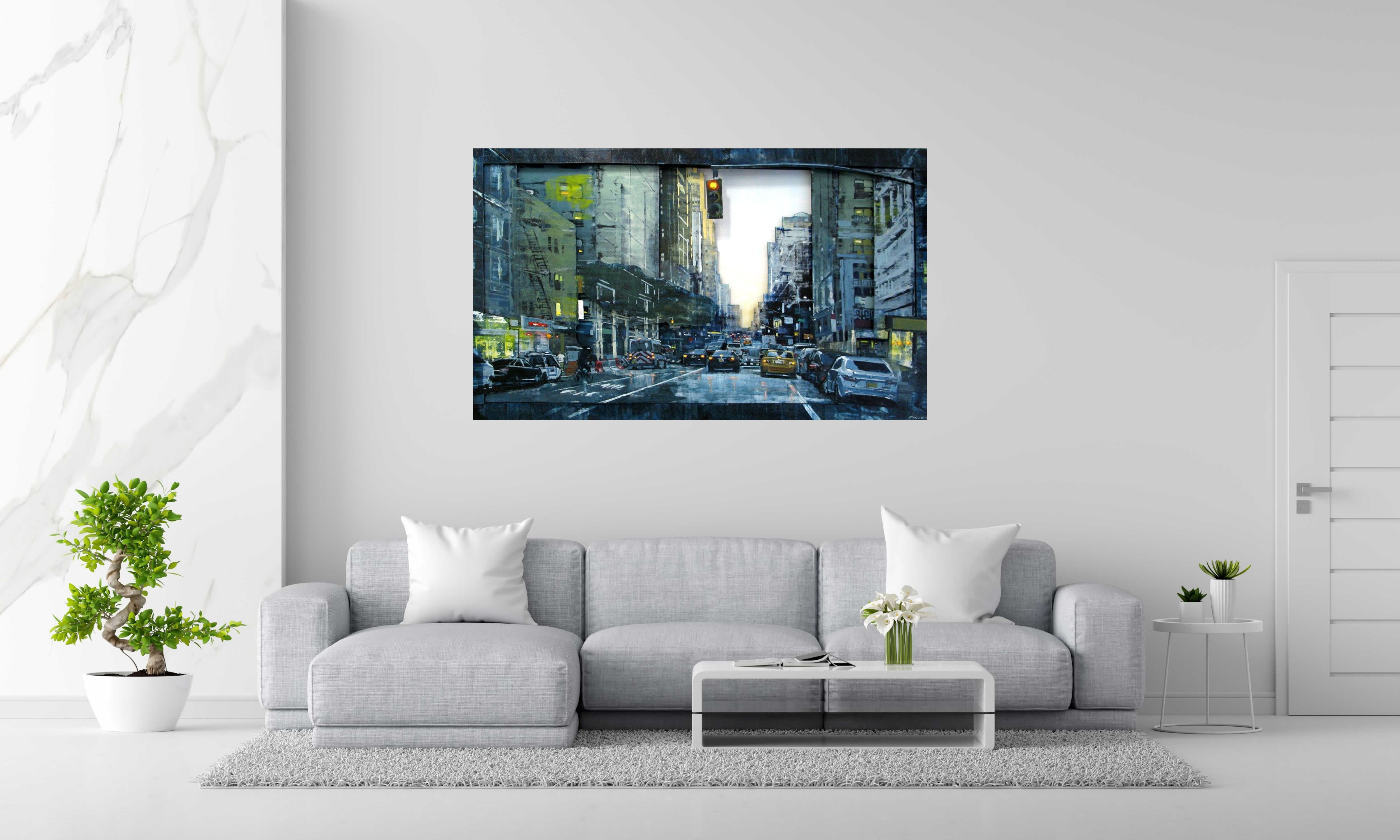 Tableau de ADRIEN FAVEAU a pour titre 7th AVENUE EVENING LIGHTS style figuratif, graphique dim : ADRIEN FAVEAUprix:5800