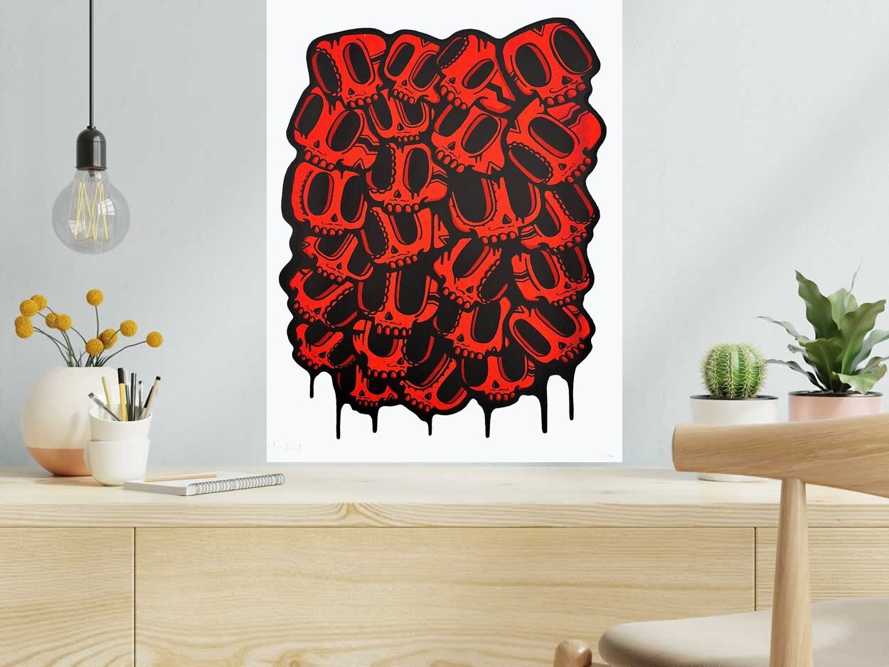 Editions d'art de NININ a pour titre Dia de Muertos rouge style figuratif dim : NININprix:120