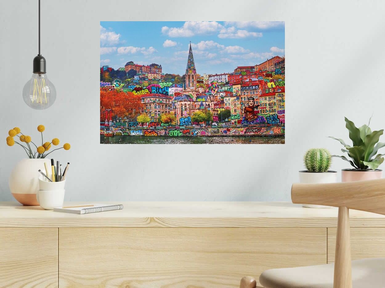 Editions d'art de BLACH a pour titre LYON GUIGNOL style street art dim : BLACHprix:100