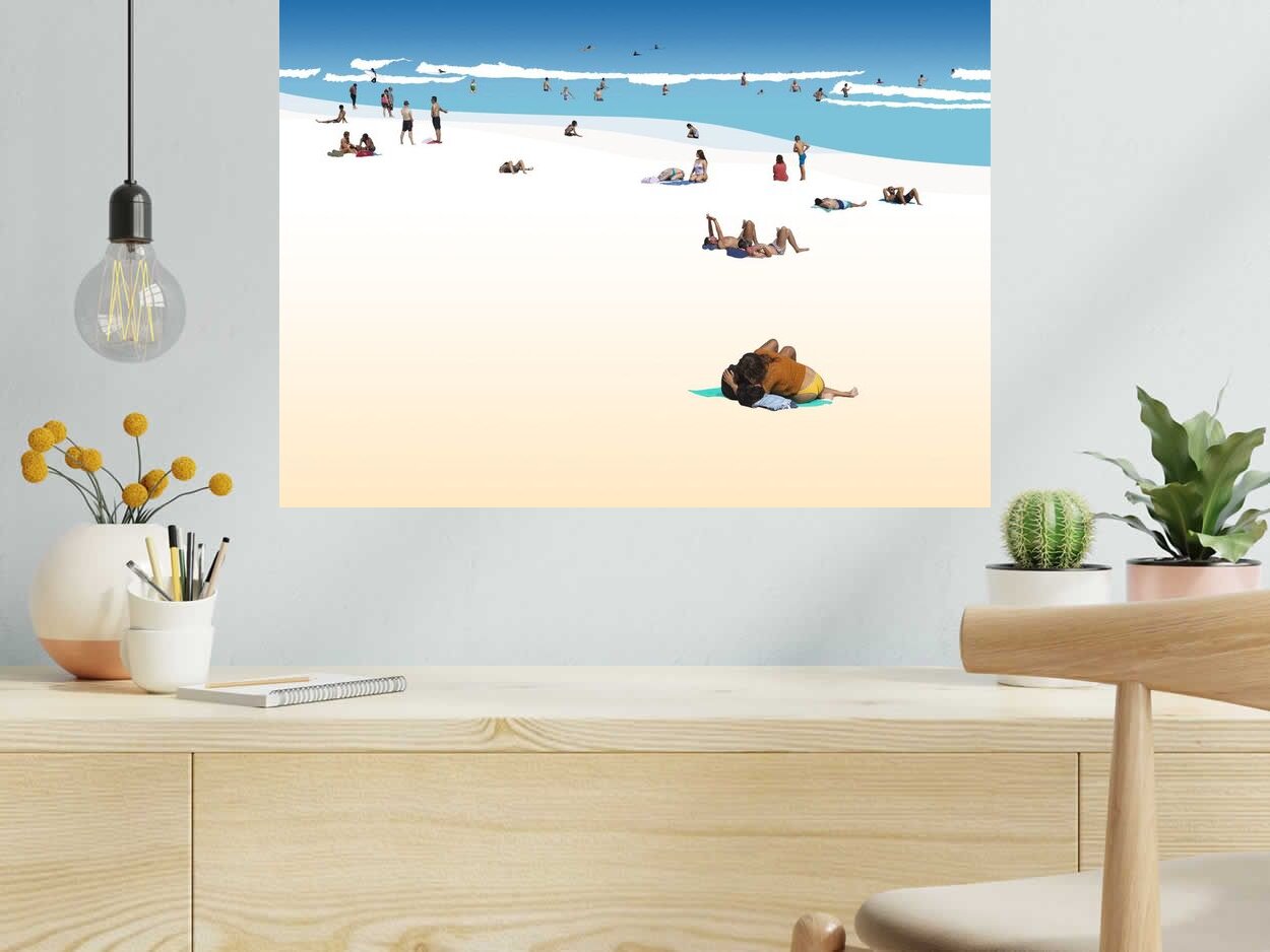 Editions d'art de GILLES INVERNIZZI a pour titre AMOUREUX A BONDI BEACH style figuratif, graphique dim : GILLES INVERNIZZIprix:150