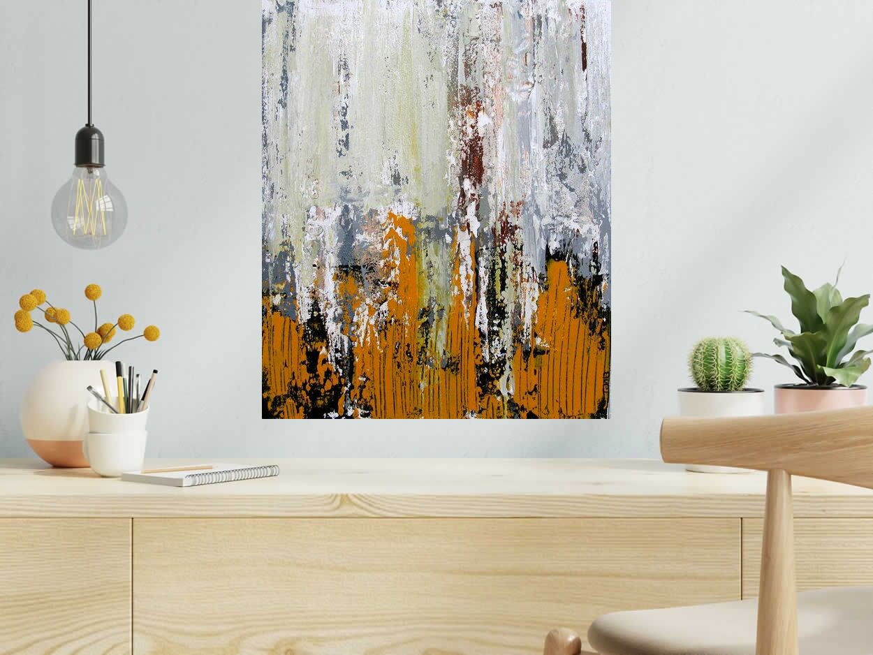 Tableau de TANIA CARRARA a pour titre SANS TITRE JAUNE style abstrait dim : TANIA CARRARAprix:450