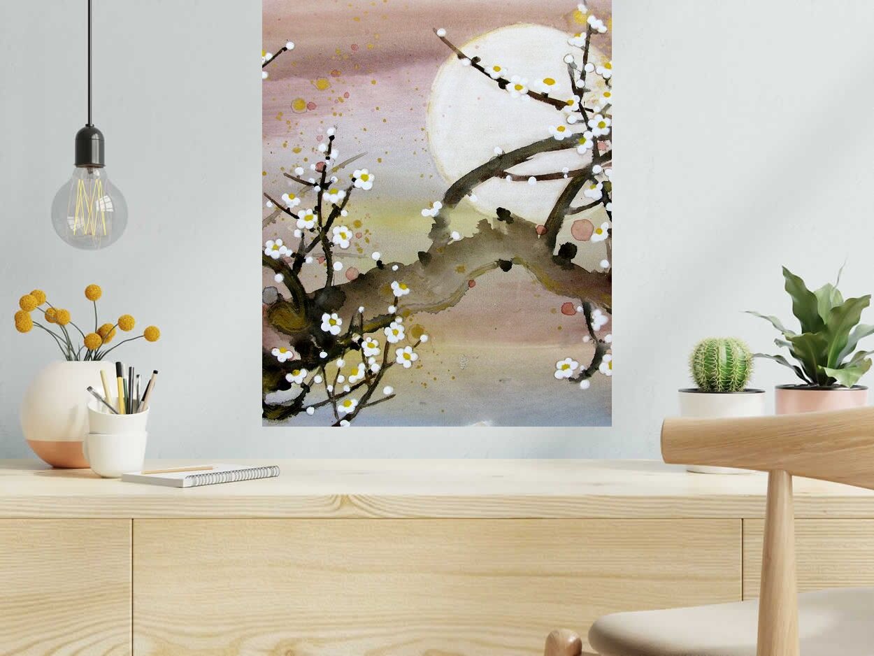 Tableau de JEONG MIN LEE a pour titre Sous la lune style figuratif dim : JEONG MIN LEEprix:450