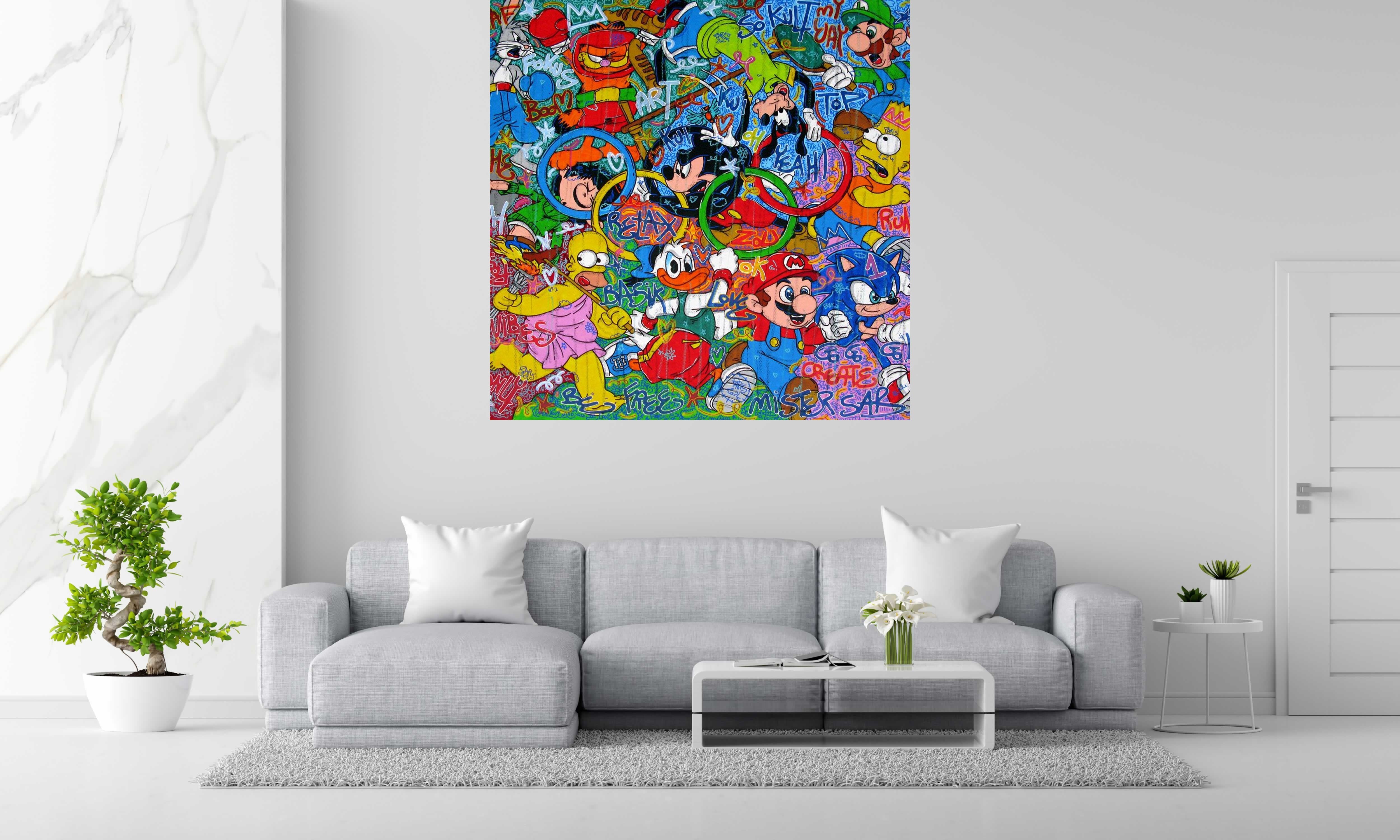 Tableau de RICO SAB a pour titre Paris 2024 style street pop art dim : RICO SABprix:1900