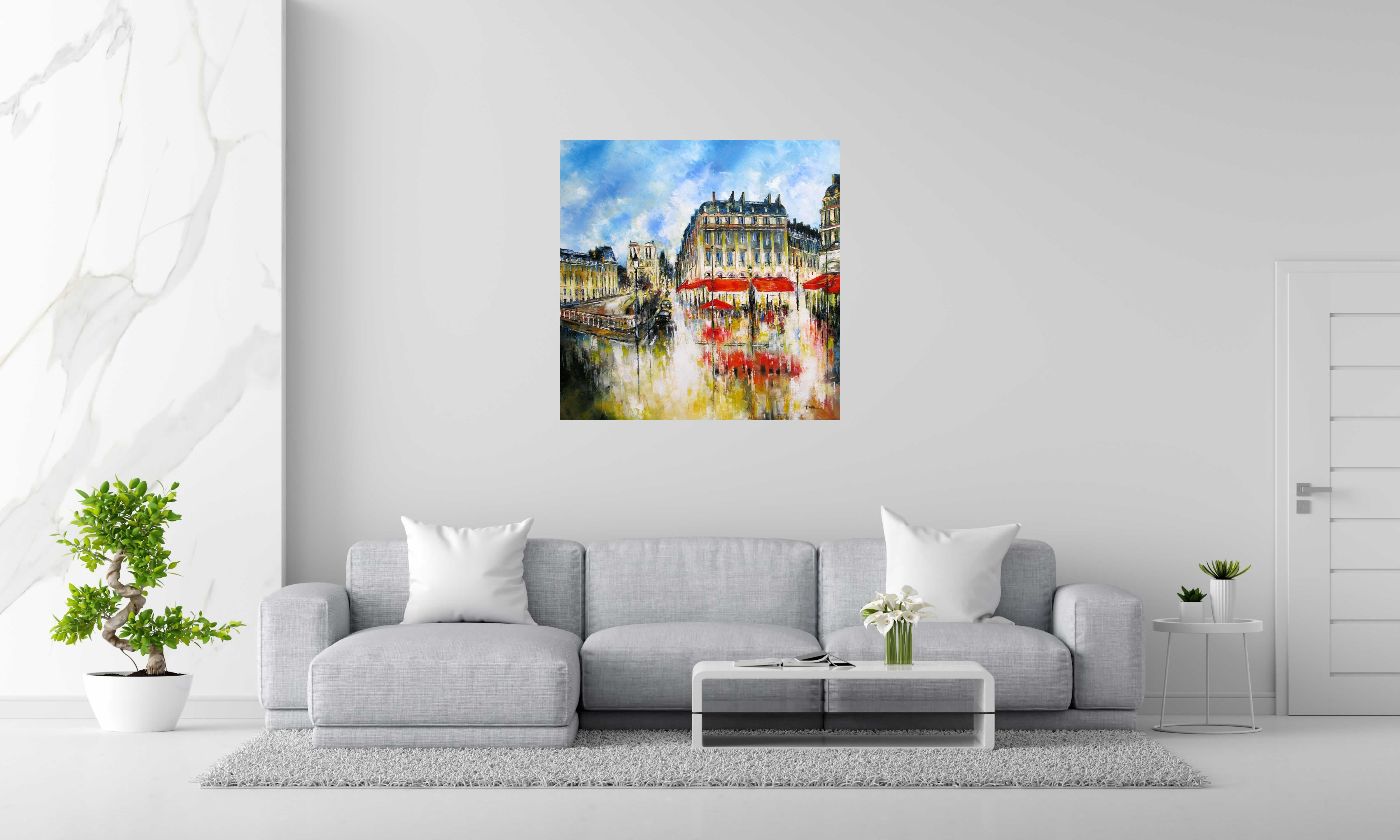 Tableau de PHIL a pour titre Quai St Michel, Paris style figuratif dim : PHILprix:850