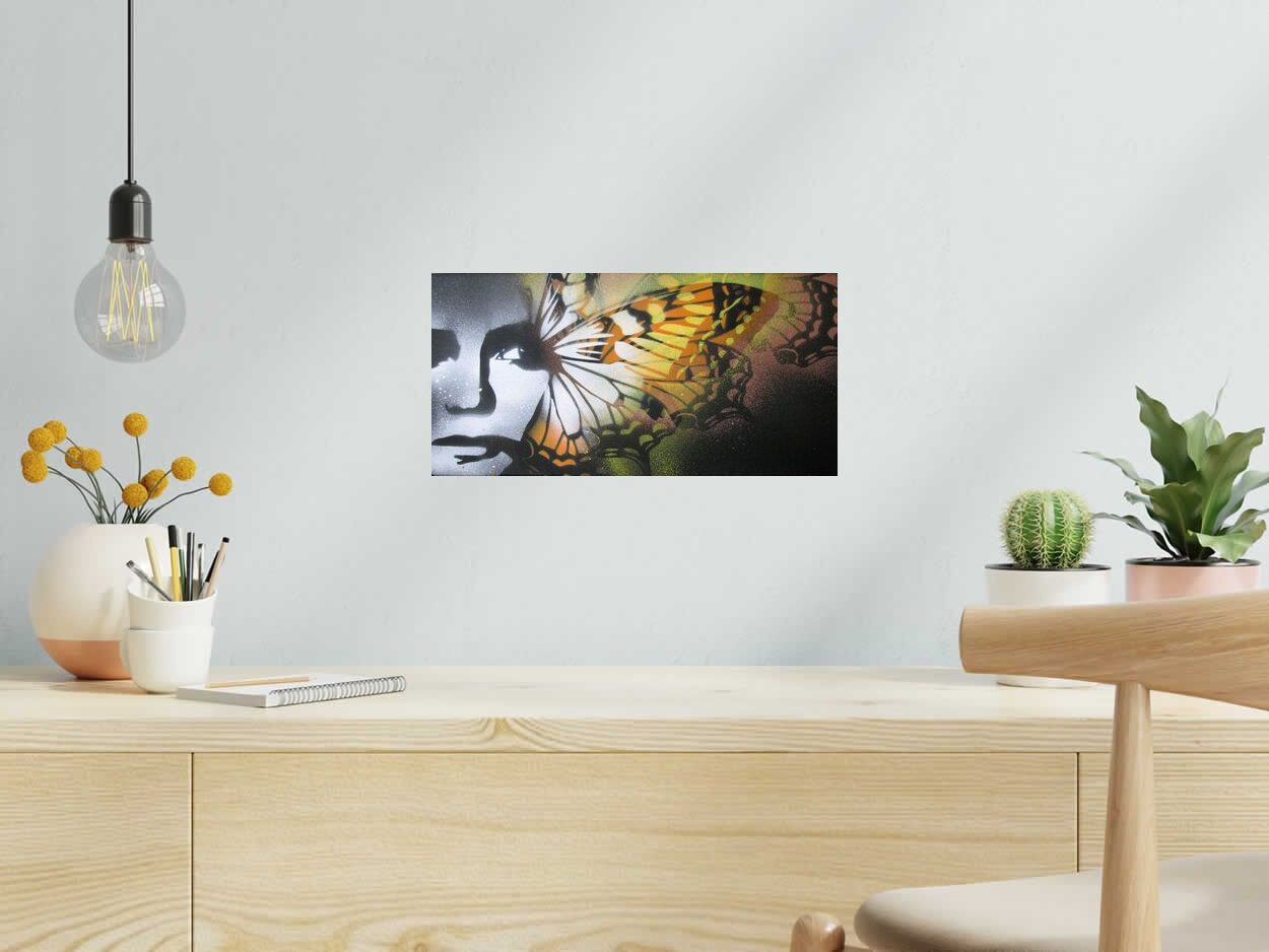 Tableau de KARO TRASS a pour titre Butterfly style street pop art, street art dim : KARO TRASSprix:120