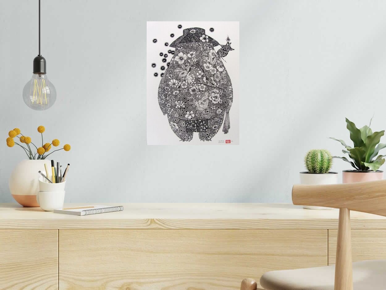Editions d'art de CAMILLE POLI a pour titre FLOWER CHIHIRO I style figuratif, graphique dim : CAMILLE POLIprix:90