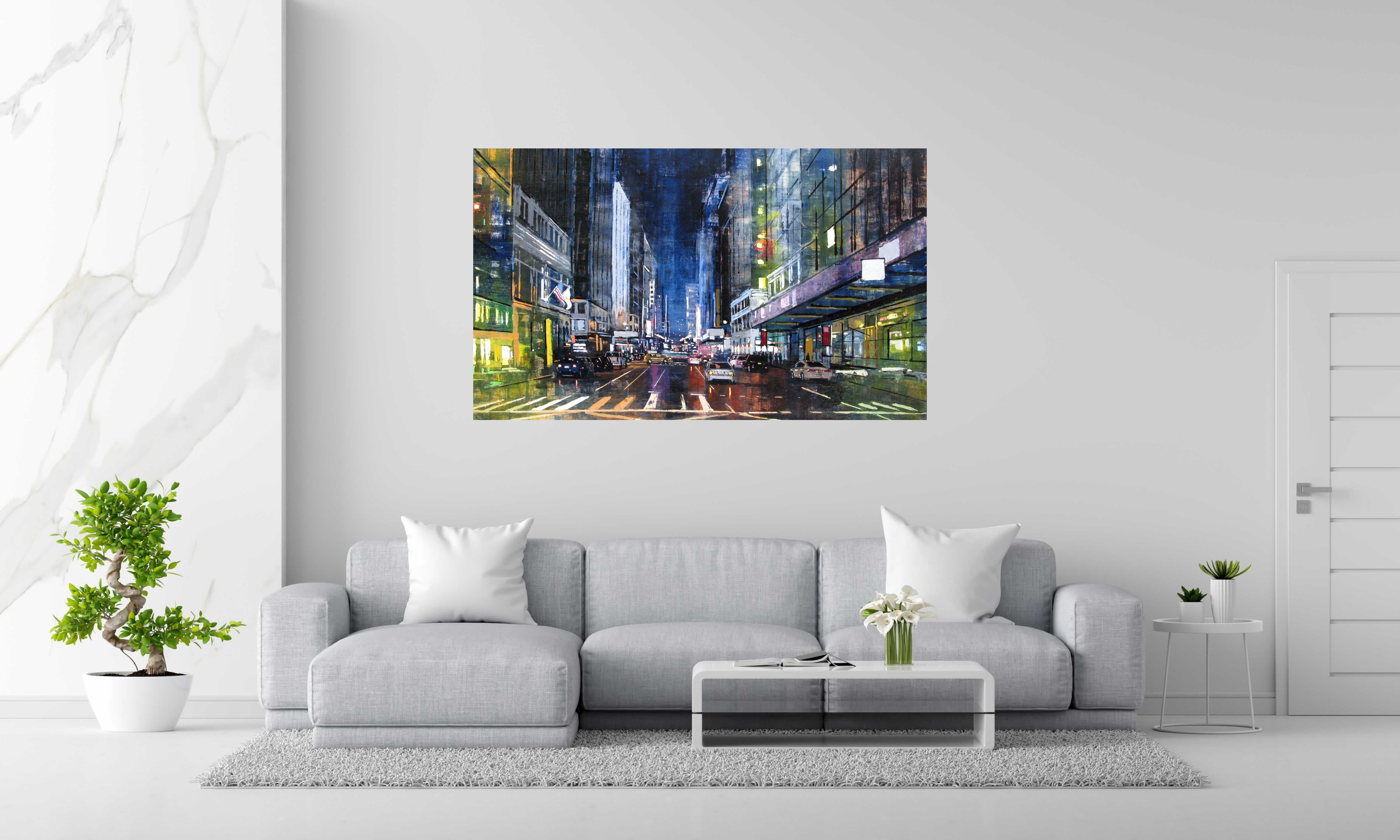 Tableau de ADRIEN FAVEAU a pour titre Manhattan Night Lights style figuratif dim : ADRIEN FAVEAUprix:5000