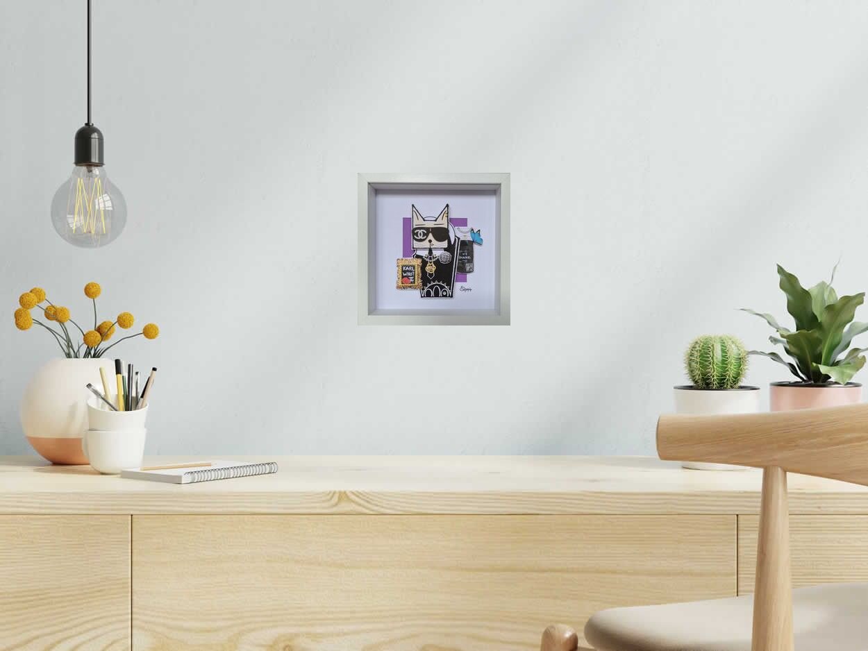 Editions d'art de Stephanie Godann a pour titre Cat Lagerfeld II style street art dim : Stephanie Godannprix:250