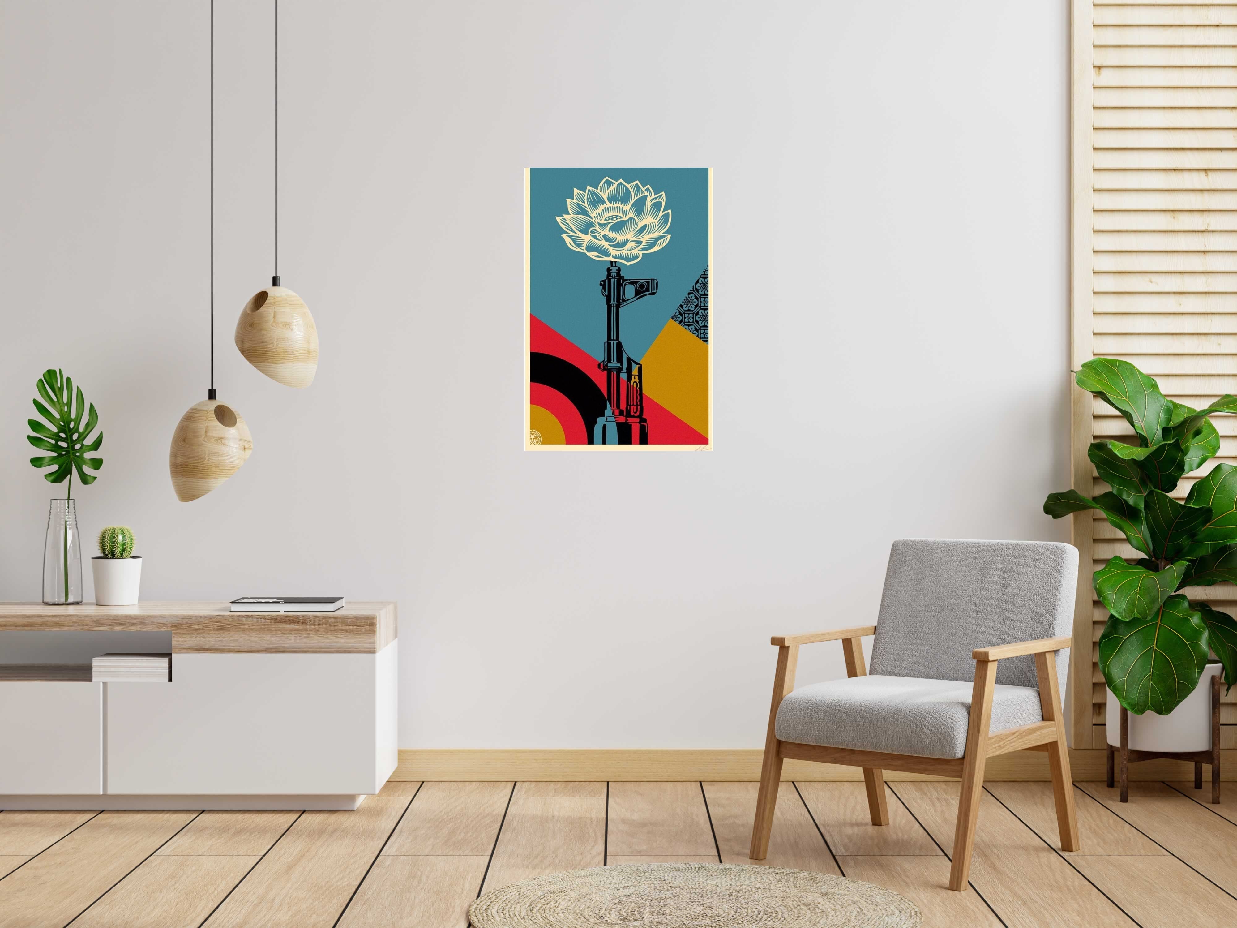 Editions d'art de OBEY : SHEPARD FAIREY a pour titre AK-47 LOTUS style street pop art dim : OBEY : SHEPARD FAIREY prix:100