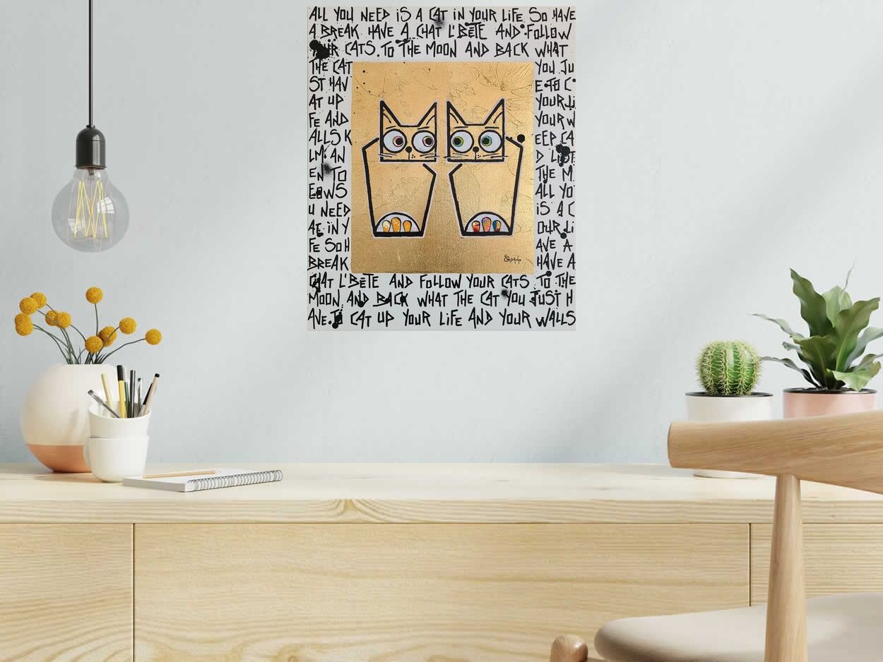 Tableau de Stephanie Godann a pour titre Je t'aime. Moi aussi je t'aime style street art dim : Stephanie Godannprix:460