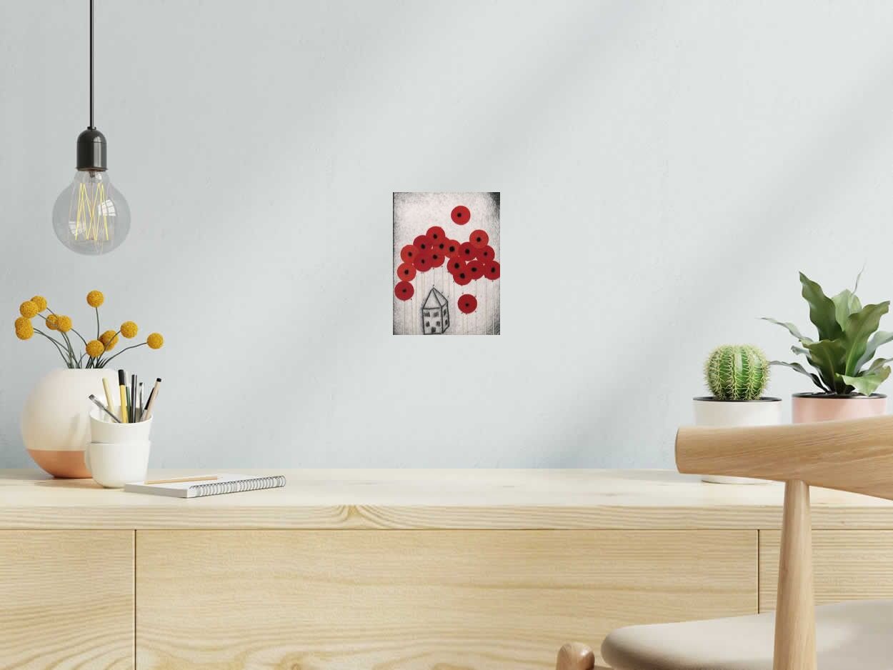 Editions d'art de NAVIEILLEVILLE a pour titre dans les coquelicots style grapique, figurative dim : NAVIEILLEVILLEprix:34