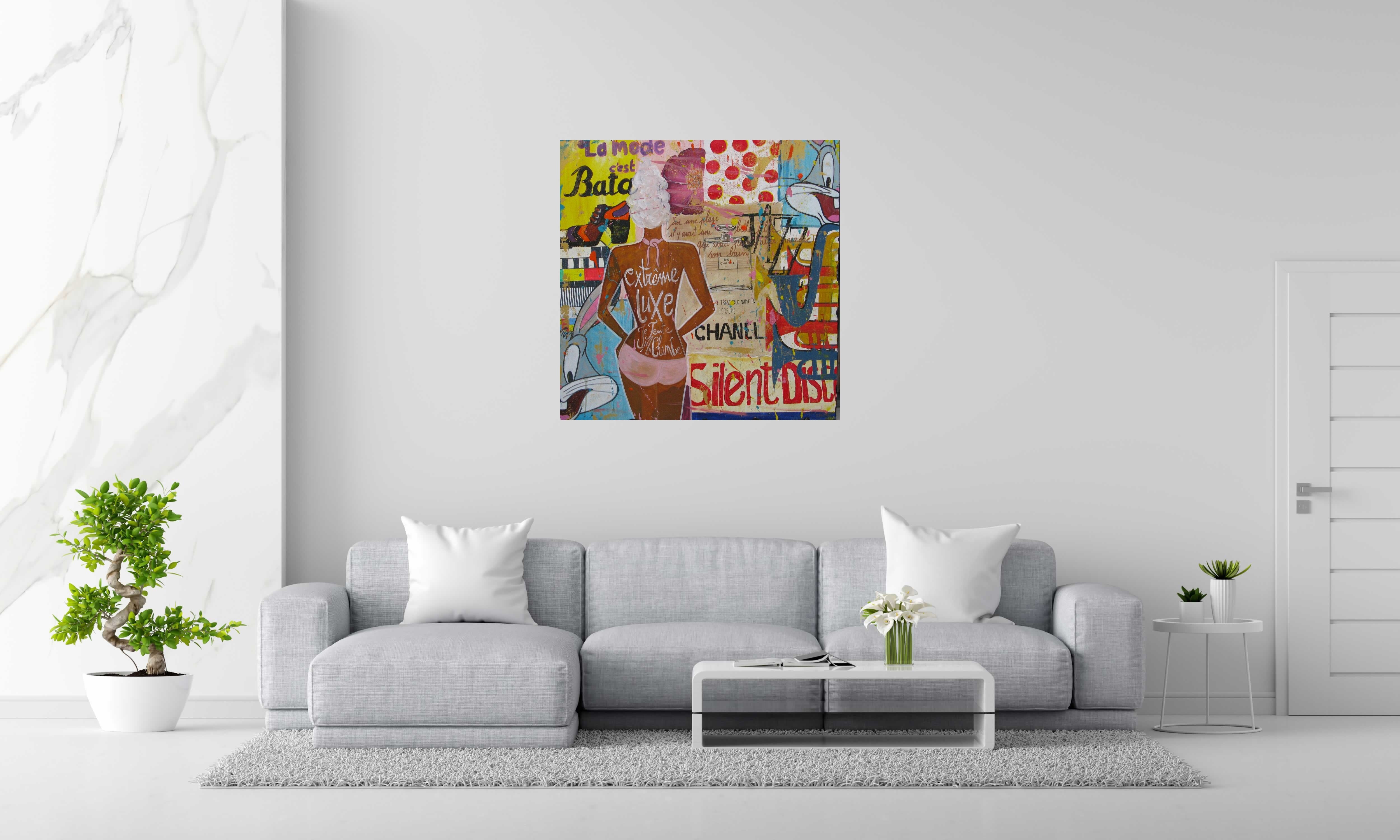 Tableau de CACOU a pour titre SILENT DISCO style graphique dim : CACOUprix:850
