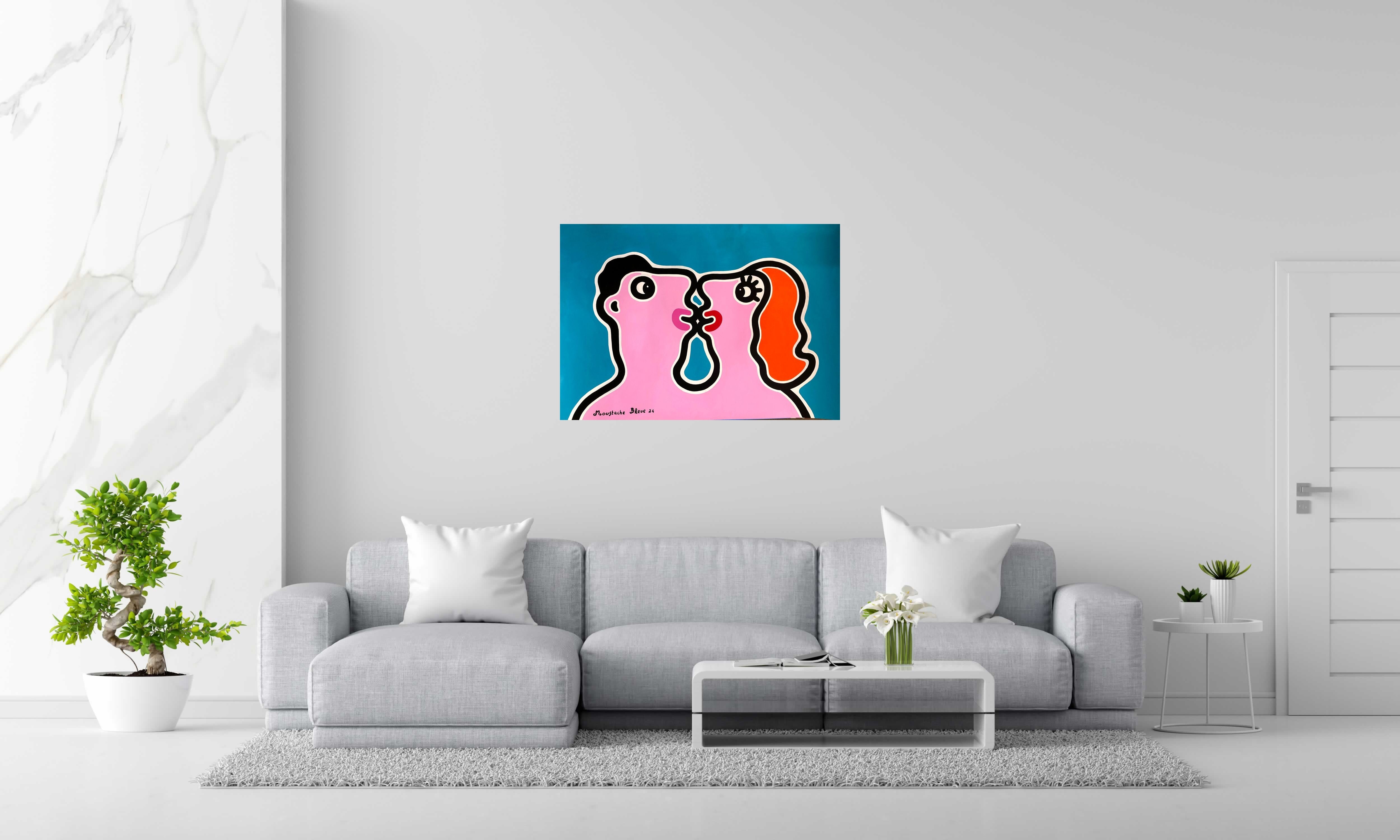 Dessin de MOUSTACHE BLEUE a pour titre Amoureux style figuratif dim : MOUSTACHE BLEUEprix:220