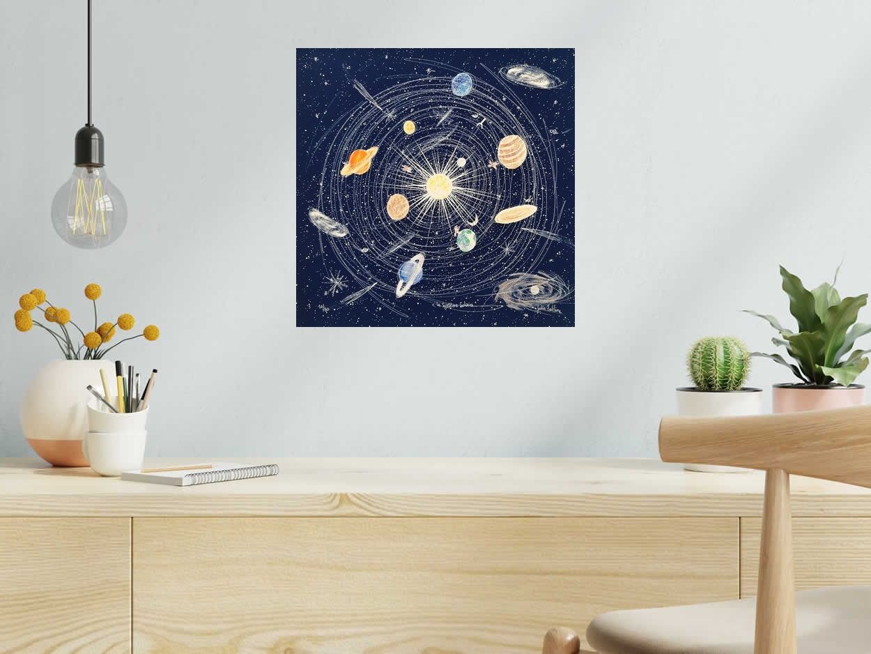 Editions d'art de JULIE ZEITLINE a pour titre LE SYSTEME SOLAIRE style abstrait dim : JULIE ZEITLINEprix:85