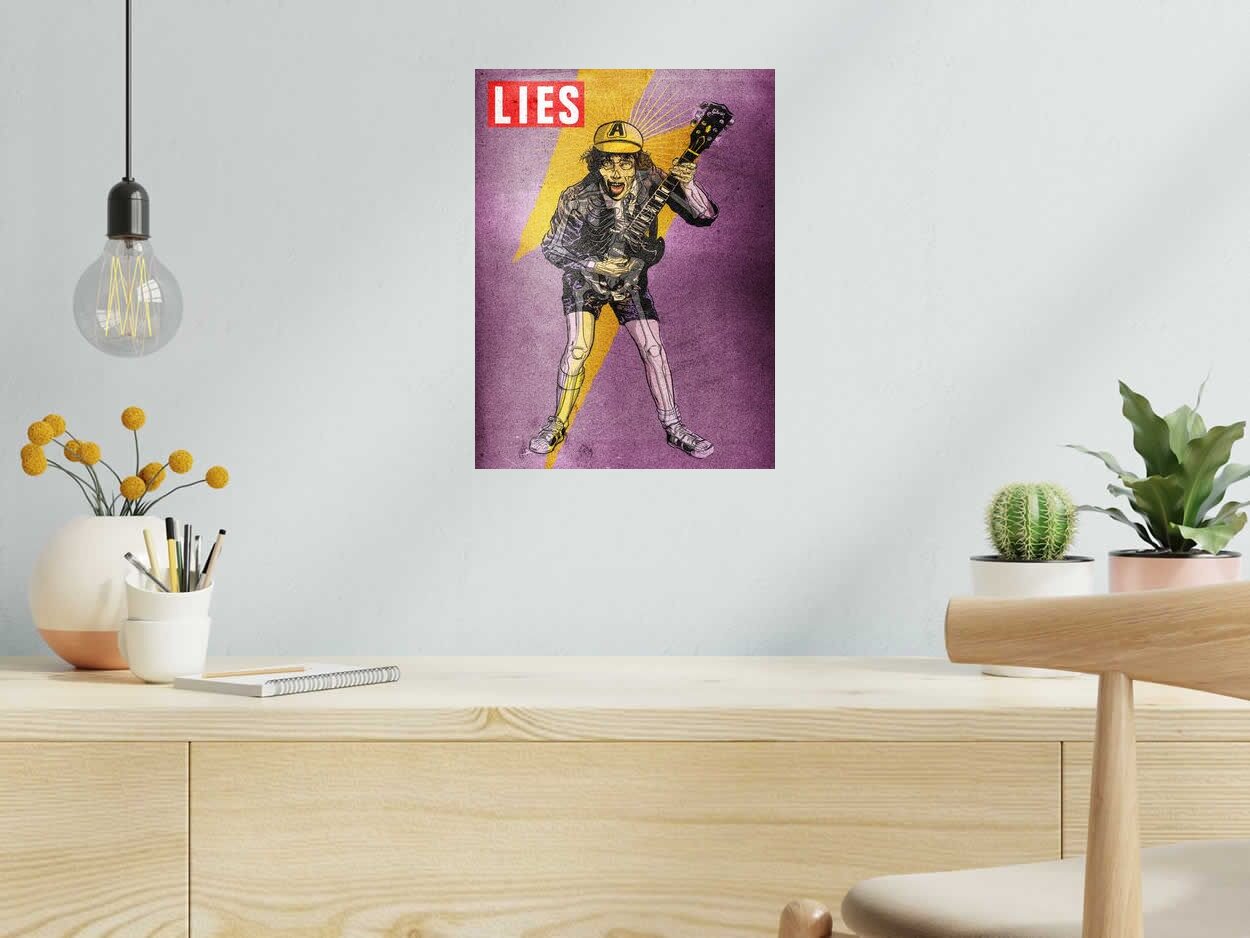 Editions d'art de Carlos Olmo a pour titre Lies-Angus Young style figuratif dim : Carlos Olmoprix:60