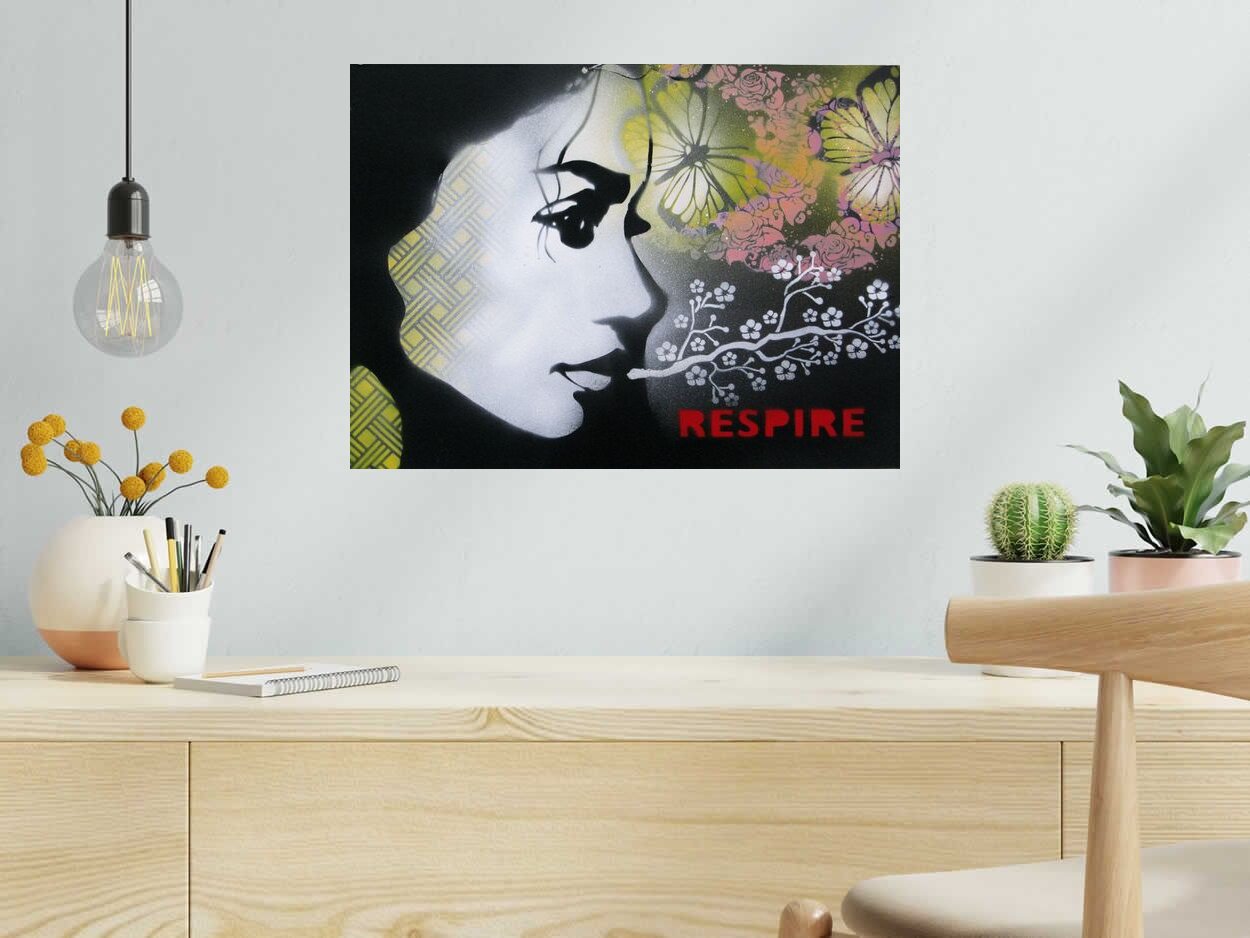 Tableau de KARO TRASS a pour titre Joséphine respire style street pop art, street art dim : KARO TRASSprix:170