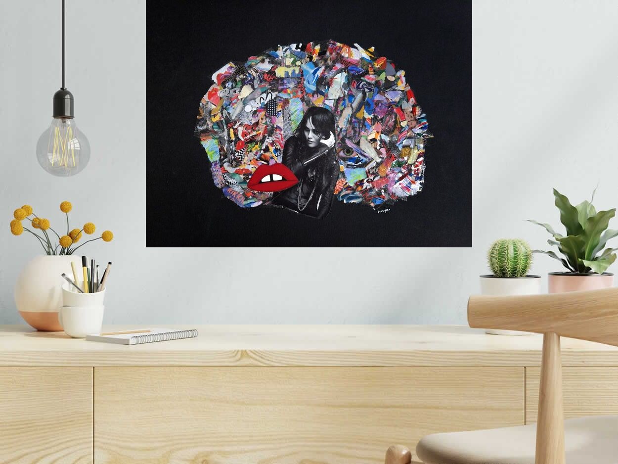 Editions d'art de FLOREPEA a pour titre Redlips Vanessa style graphique dim : FLOREPEAprix:300