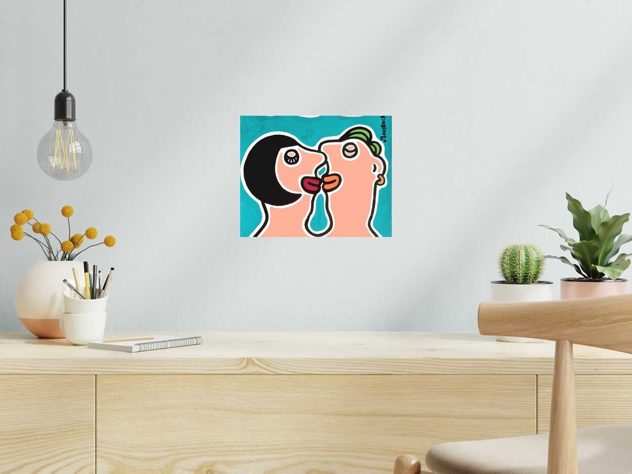 Dessin de MOUSTACHE BLEUE a pour titre We love kisses style figuratif dim : MOUSTACHE BLEUEprix:60