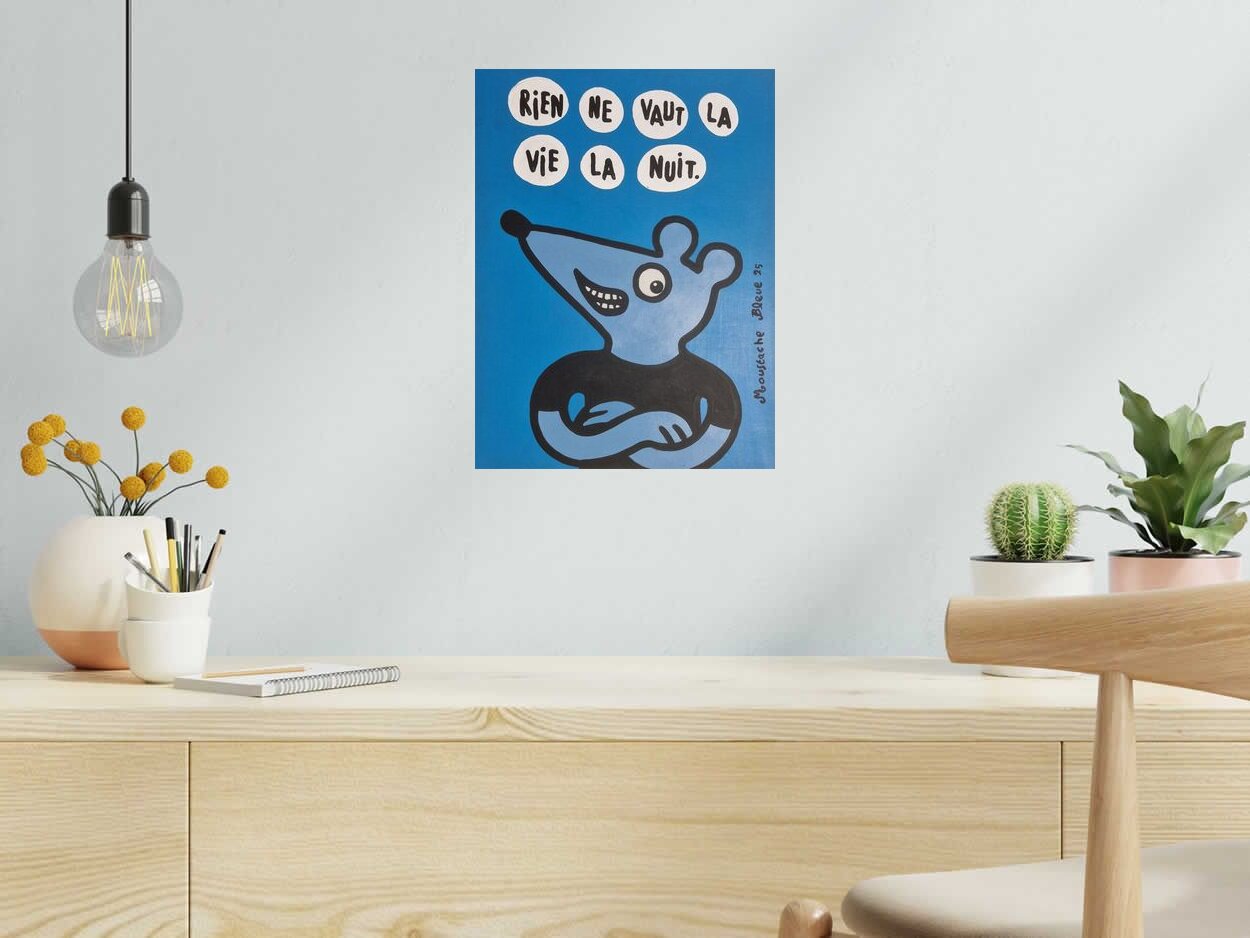 Dessin de MOUSTACHE BLEUE a pour titre Rien ne vaut la vie la nuit style figuratif dim : MOUSTACHE BLEUEprix:70