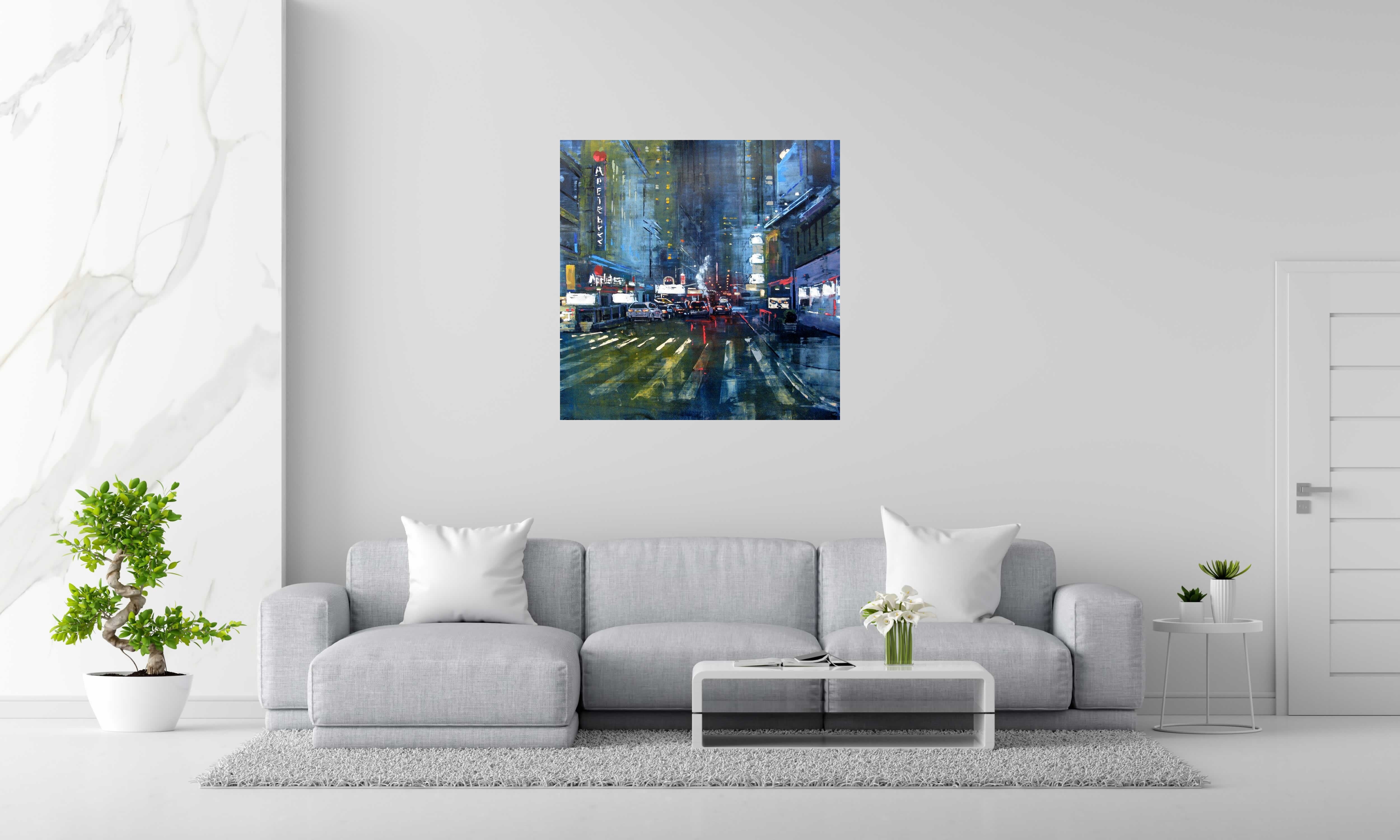 Tableau de ADRIEN FAVEAU a pour titre Manhattan Blue night style figuratif, graphique dim : ADRIEN FAVEAUprix:2500