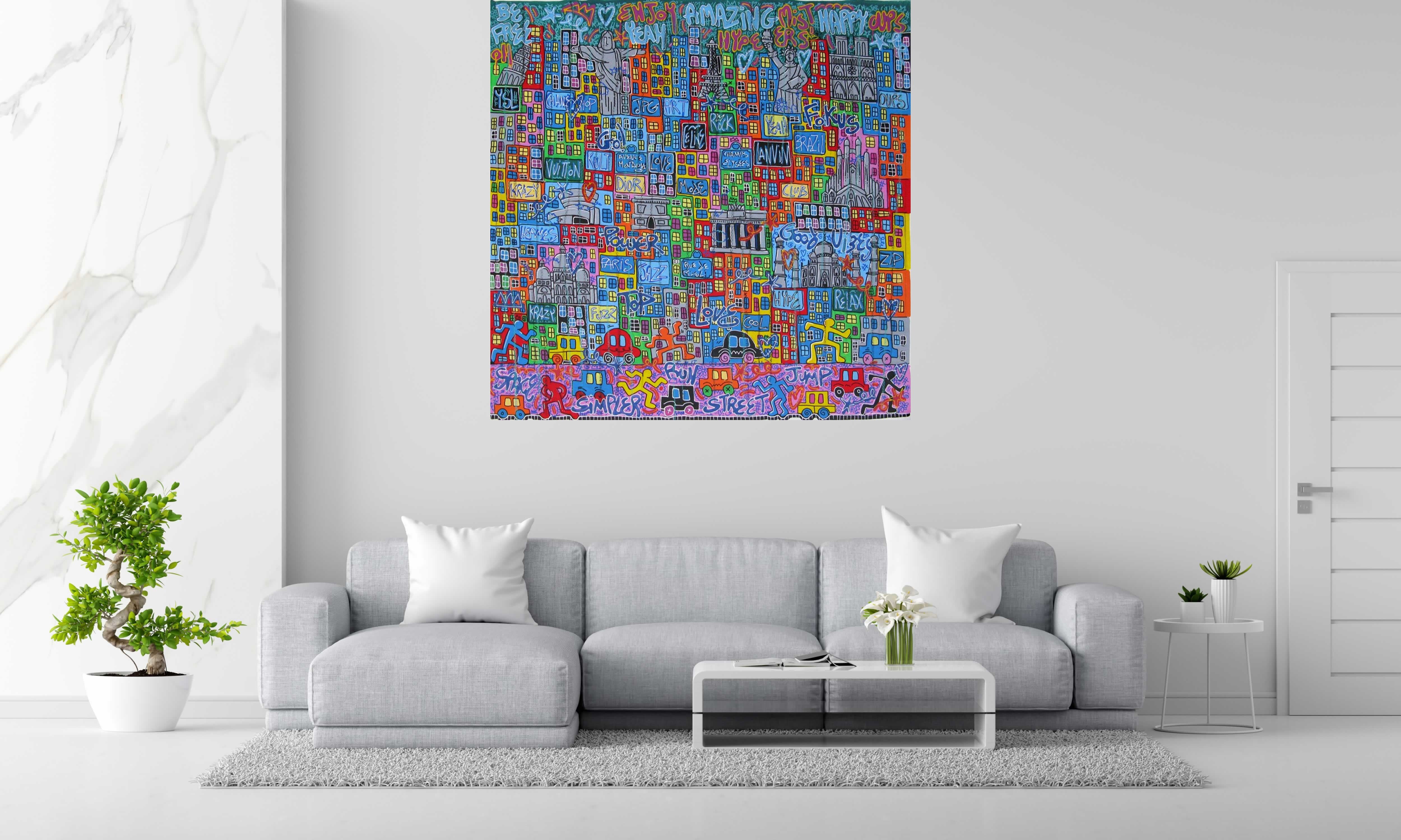 Tableau de RICO SAB a pour titre Amazing cities style street pop art, street art dim : RICO SABprix:1900