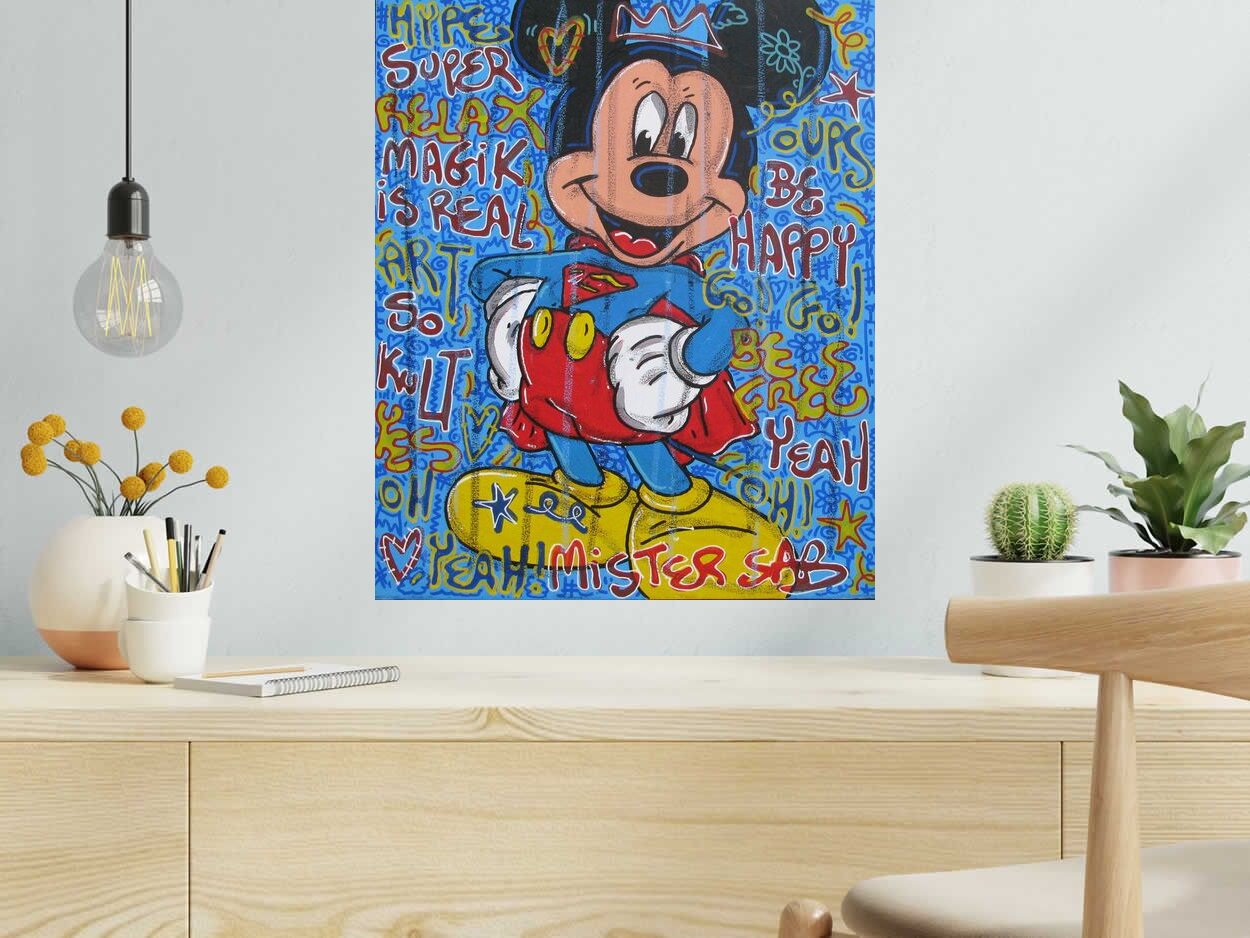 Tableau de RICO SAB a pour titre Hey super mickey style street pop art, street art dim : RICO SABprix:290