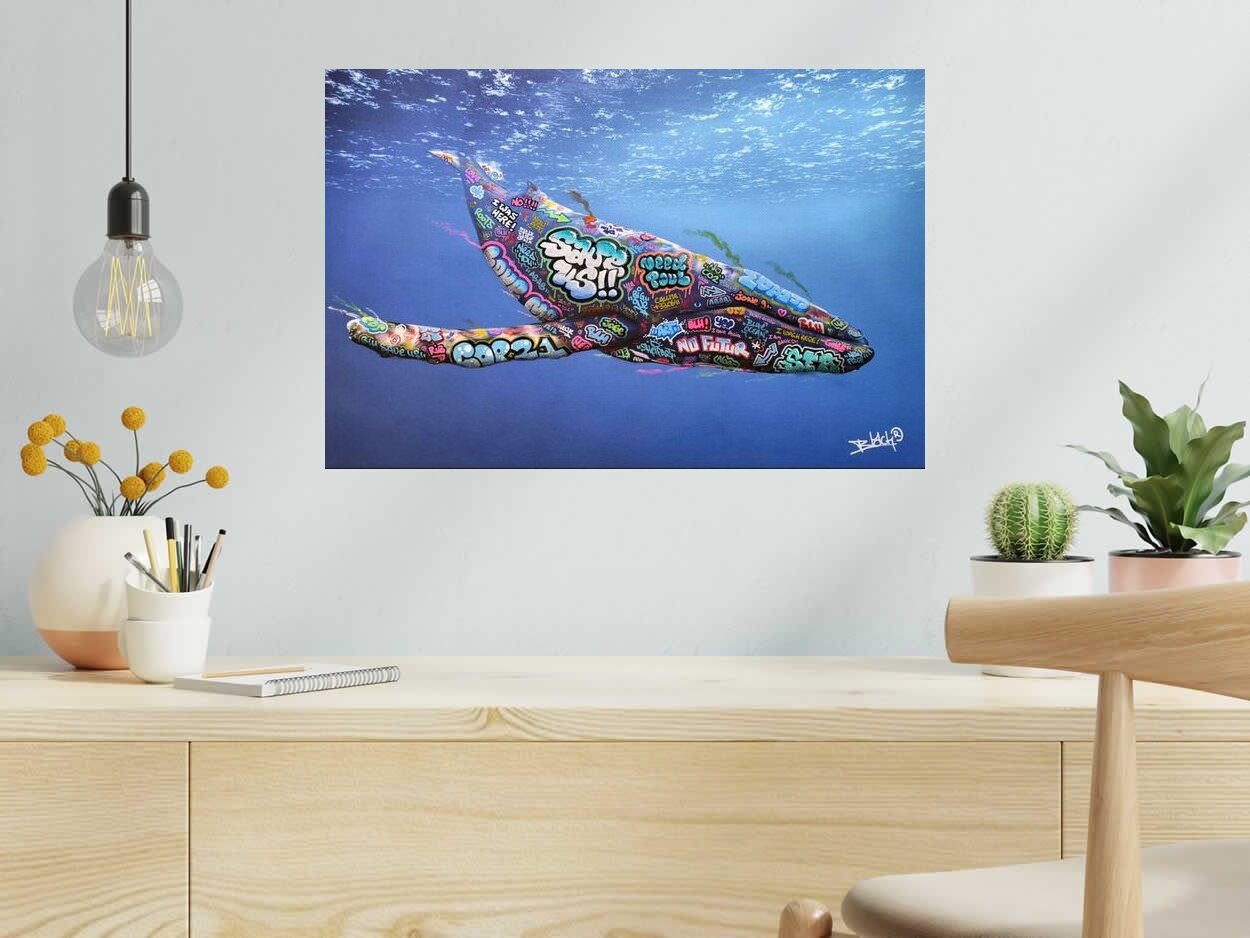 Editions d'art de BLACH a pour titre Baleine style graffiti, street pop art dim : BLACHprix:100