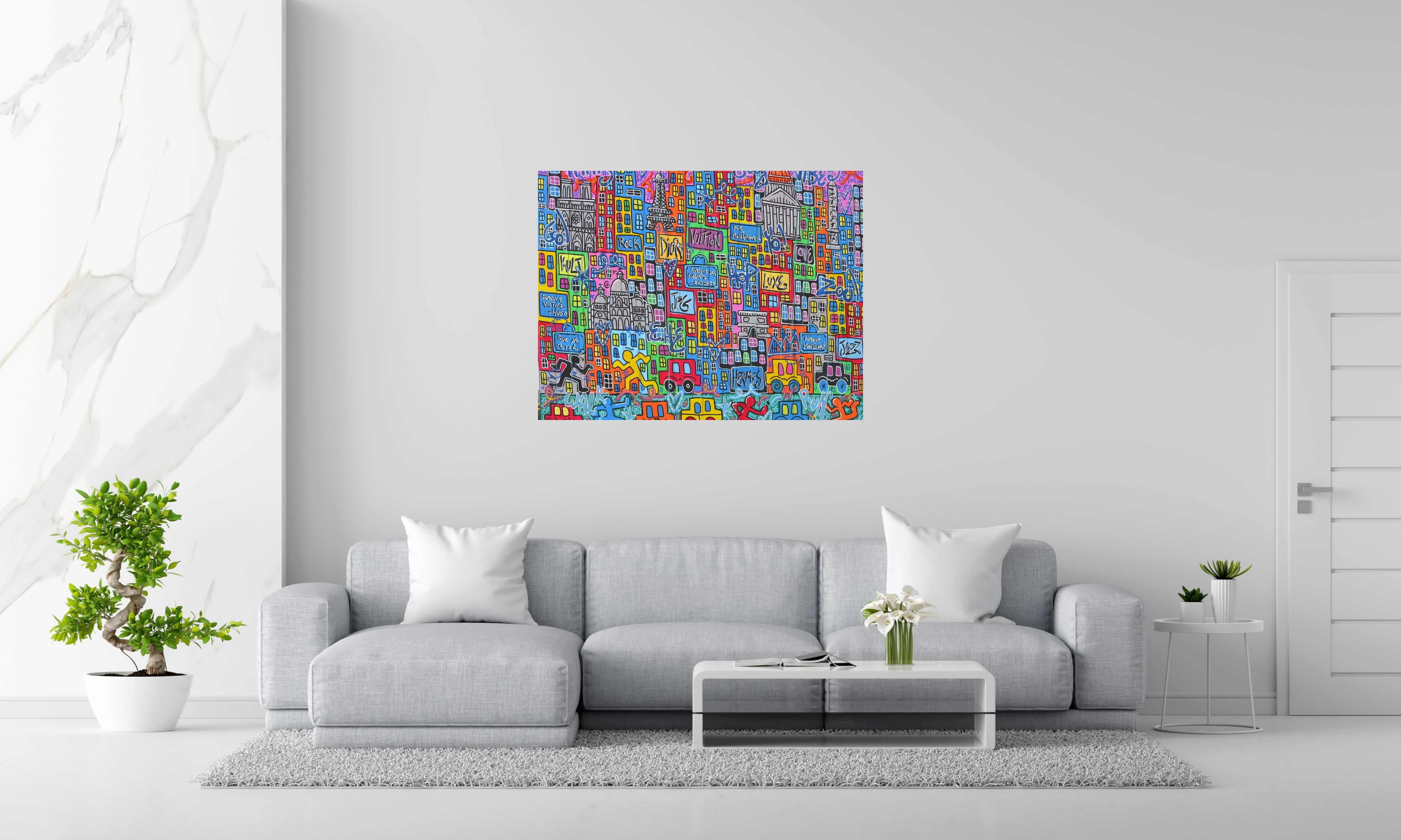 Tableau de RICO SAB a pour titre Paris Love style street pop art, street art dim : RICO SABprix:950