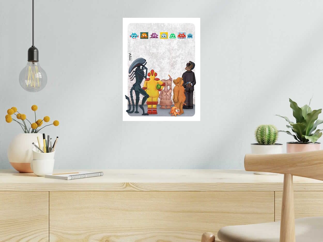 Editions d'art de L'ARTISTE PITRE a pour titre INVADERS style figuratif, graphique dim : L'ARTISTE PITREprix:40